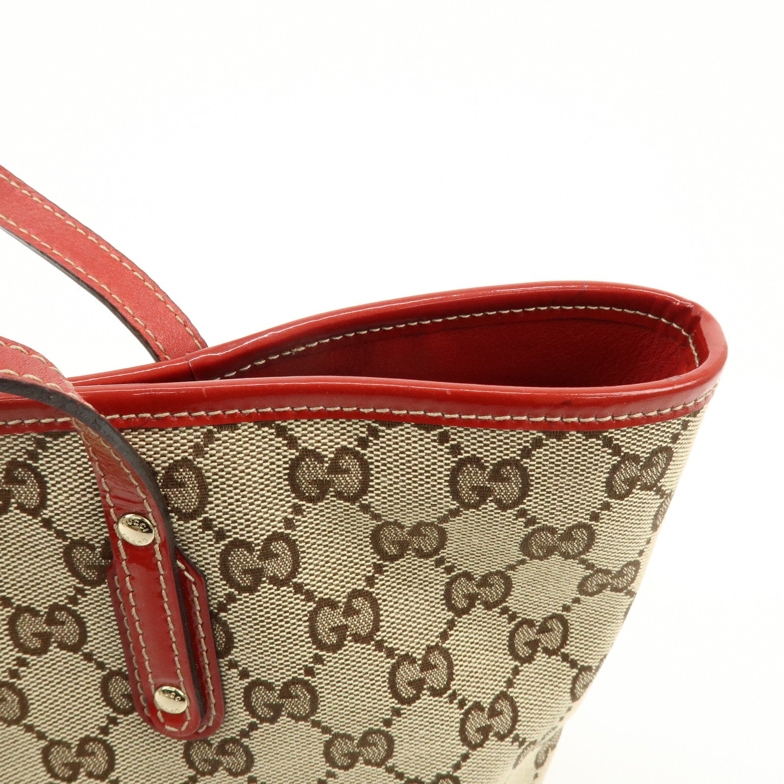 GUCCI Gucciori GG Canvas Leather PVC Shoulder Bag Beige Red 212376