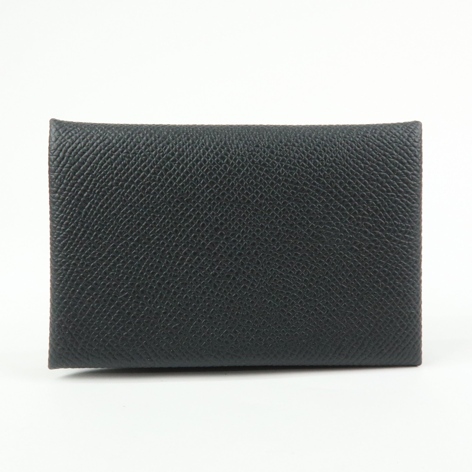 HERMES CALVI Duo Veau Epsom Card Case Card Holder W Stamped Black