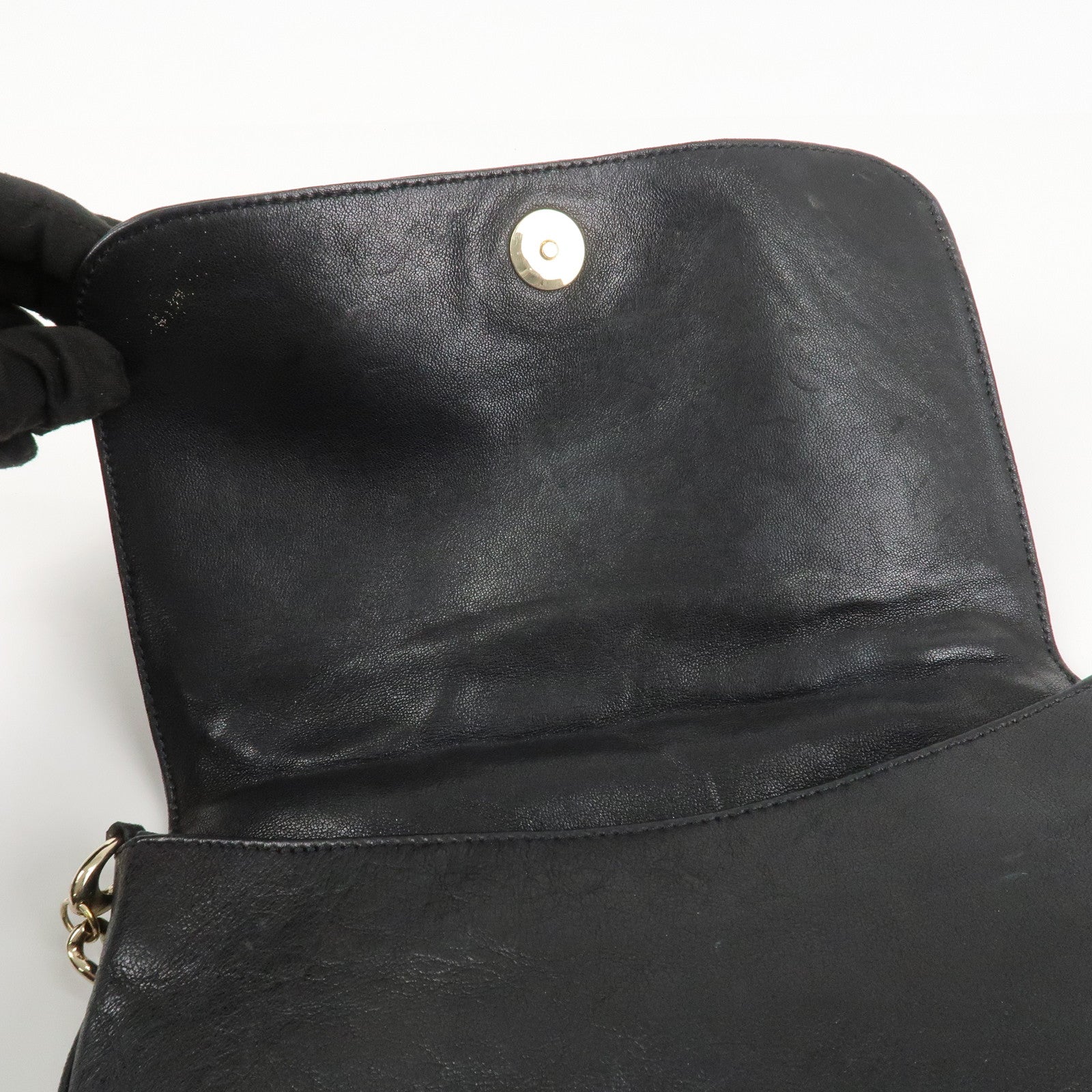 JIMMY CHOO Zodiac Leather Studs Shoulder Bag Black Gold HDW Used