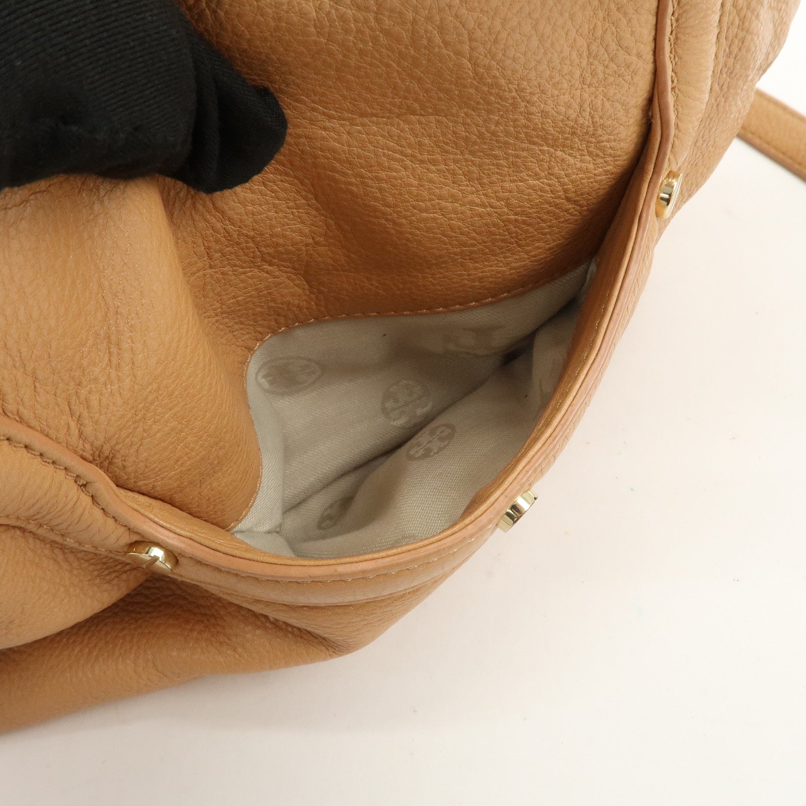 TORY BURCH Logo Leather 2Way Bag Shoulder Bag Hand Bag Brown