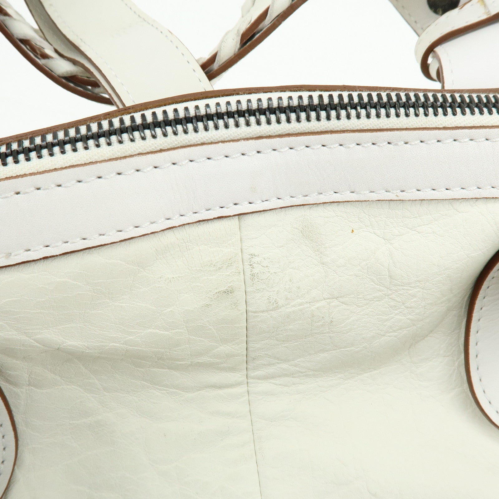 Chloe Silverado Leather Shoulder Bag Boston Bag Hand Bag White