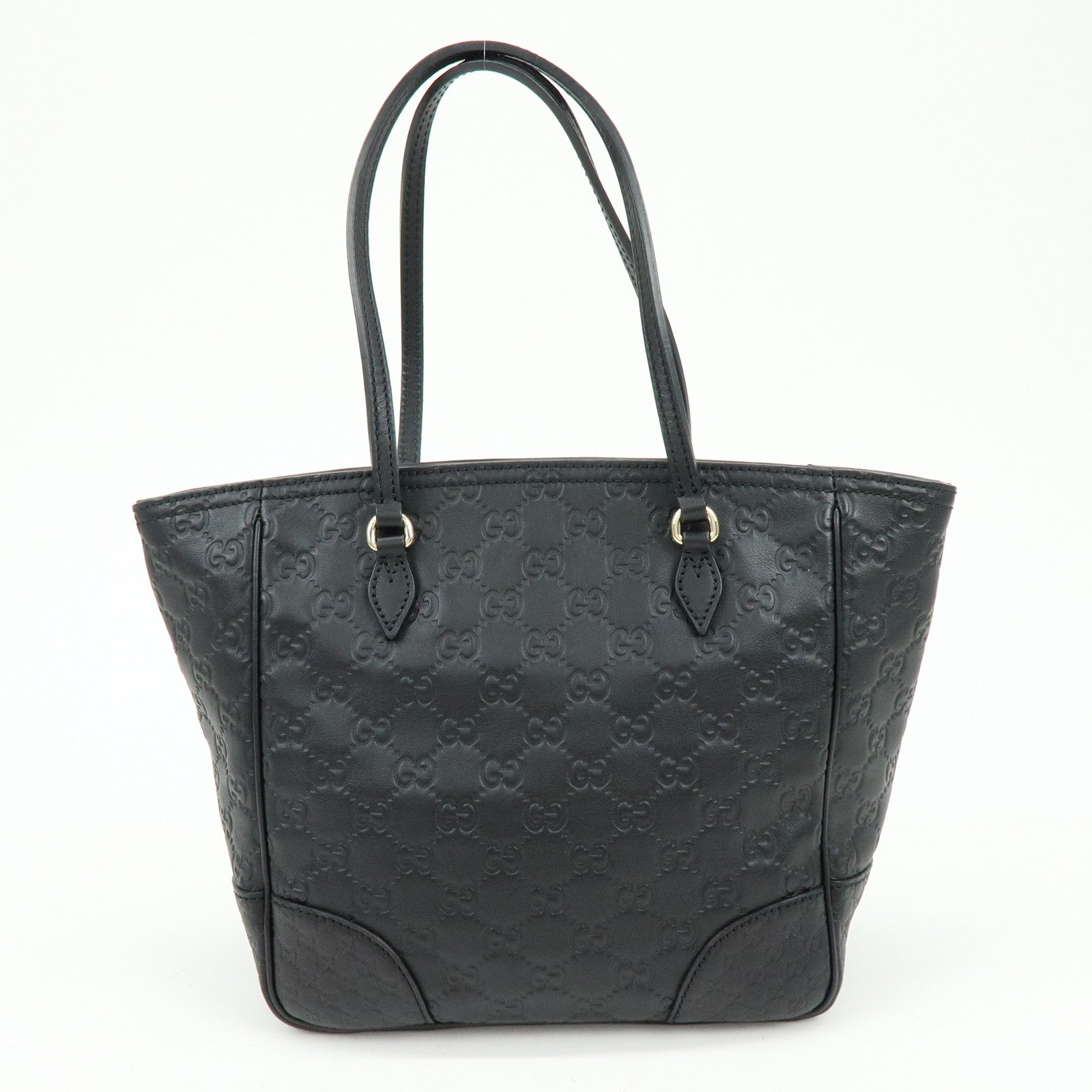 GUCCI Interlocking G Micro Guccissima Leather Hand Bag Black 353119