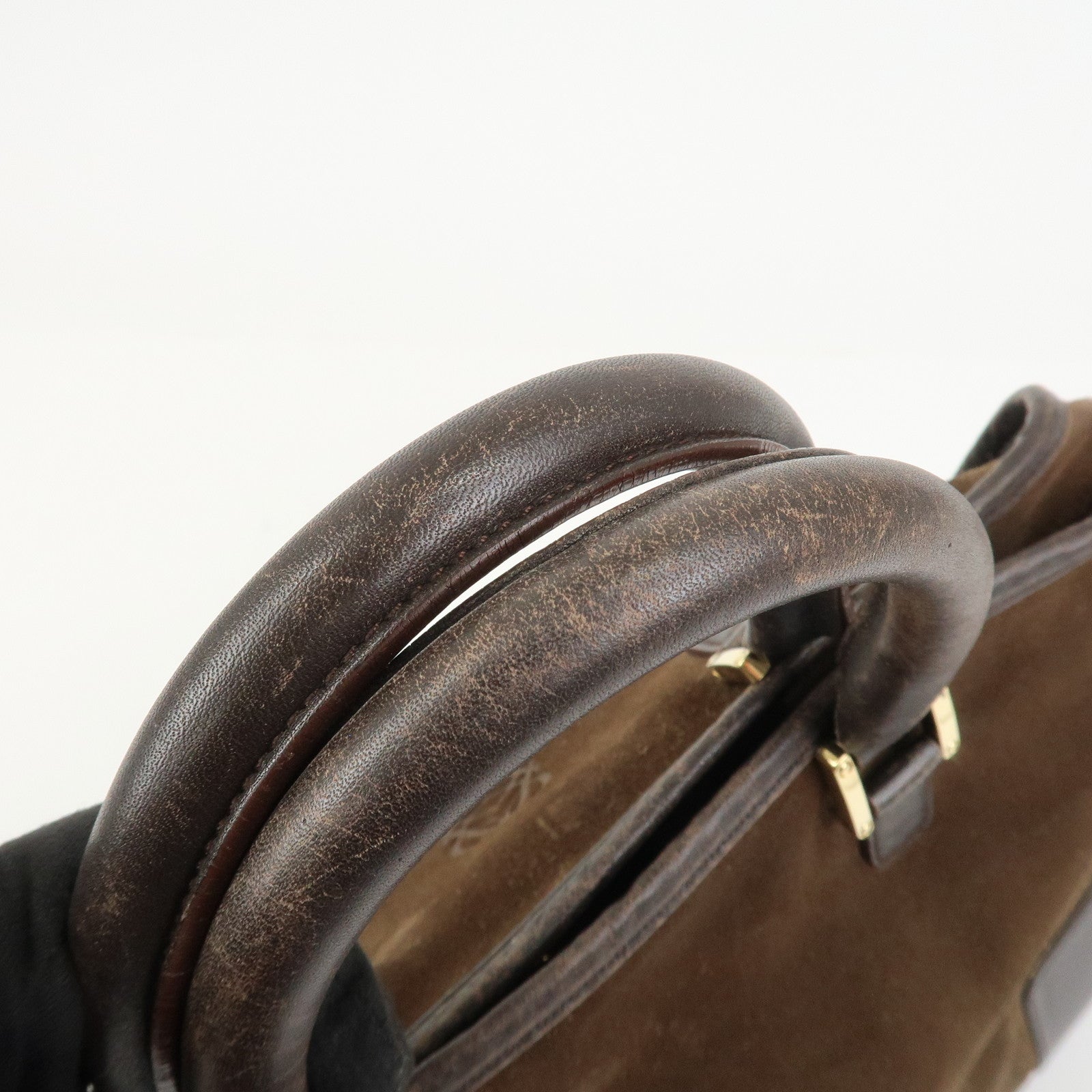 LOEWE Anagram Amazona 32 Suede Leather Hand Bag Boston Bag Brown