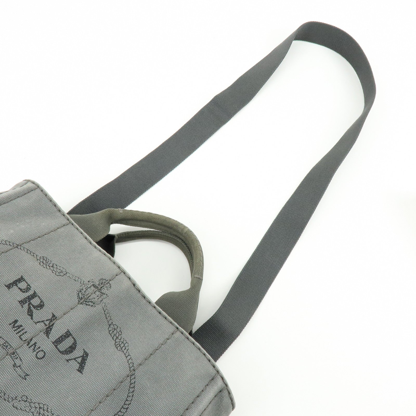 PRADA Canapa Mini Canvas 2Way Bag Hand Shoulder Bag Gray 1BG439