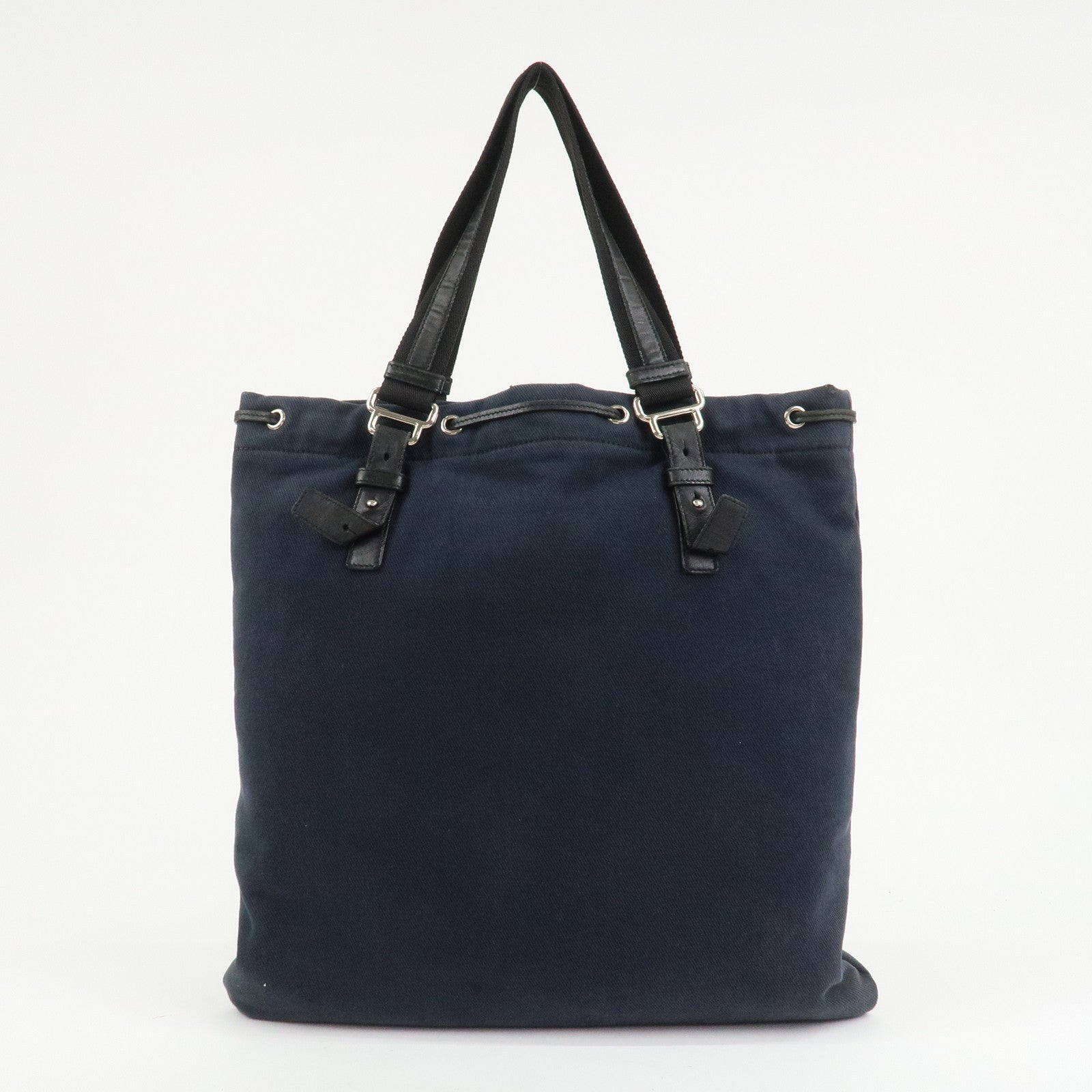 SAINT LAURENT PARIS Canvas Leather Tote Bag Shoulder Bag Navy