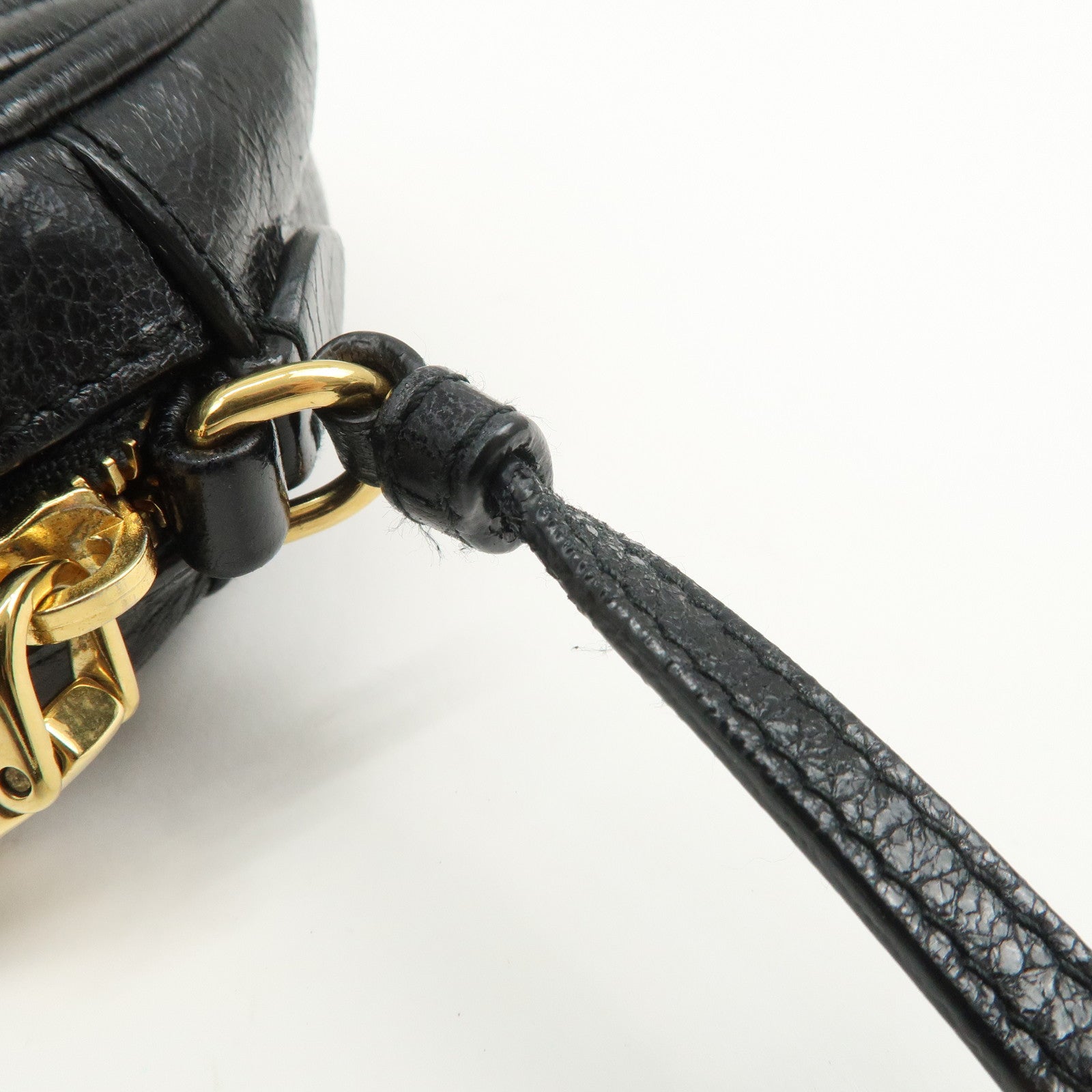 MIU MIU Logo Matelasse Leather Hand Bag Mini Bag Black