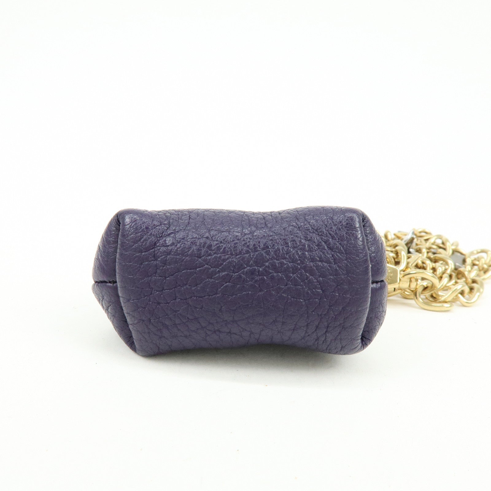 DOLCE & GABBANA Leather Chain Shoulder Coin Case Star Purple Gold