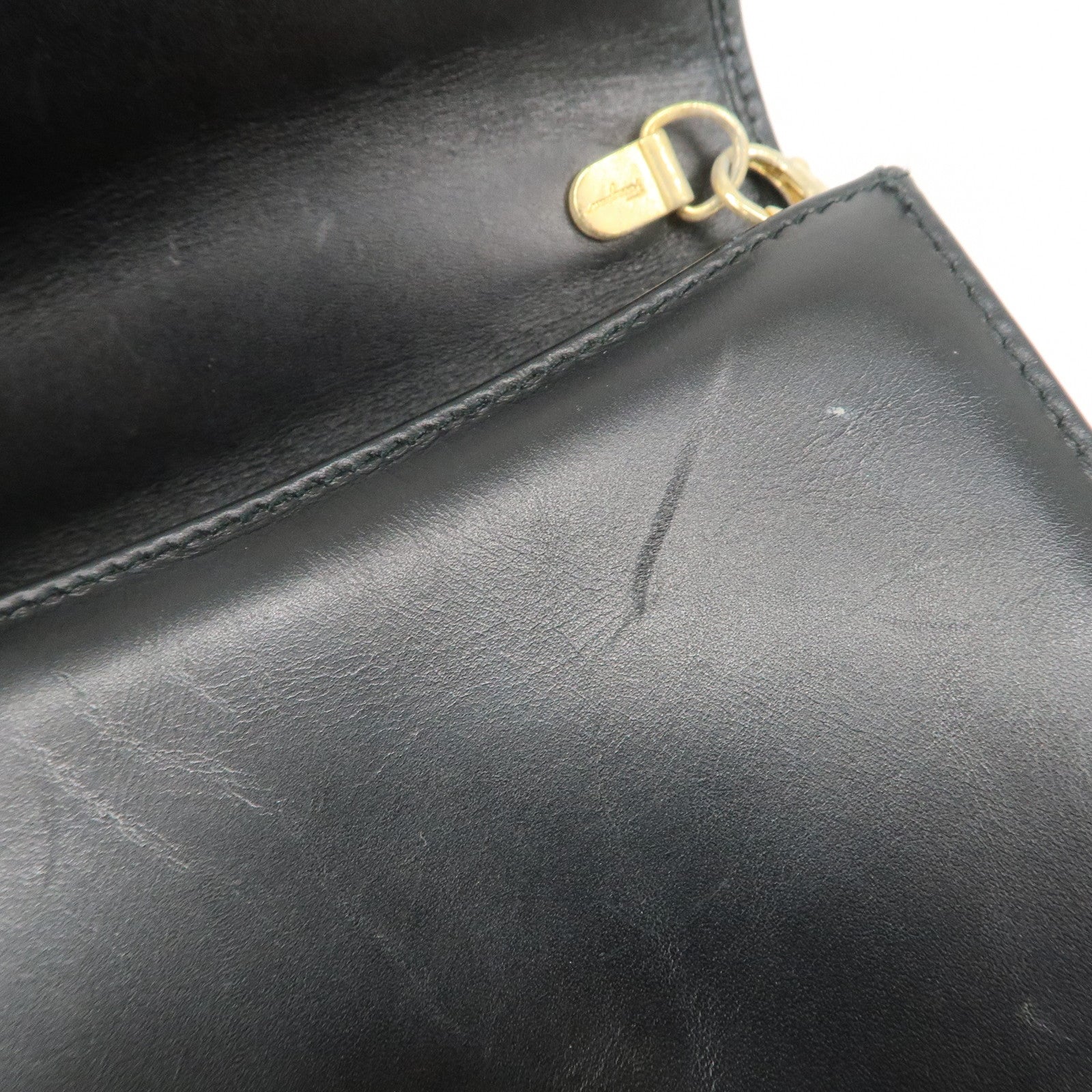 Ferragamo Gancini Embossed Leather Chain Shoulder Bag Black