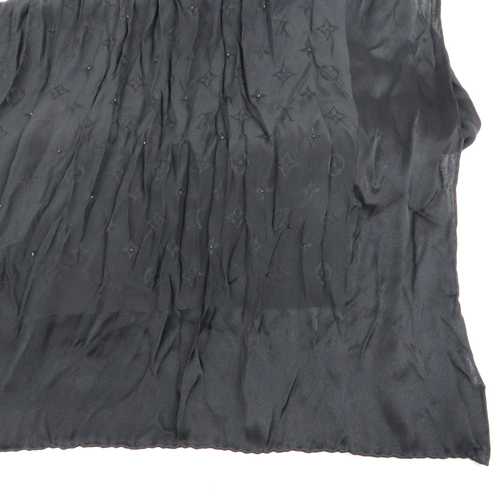 Louis Vuitton Monogram Silk 100% Scarf Shawl Black