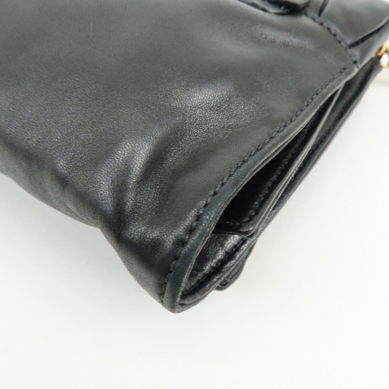 MIU MIU Matelasse Nappa Leather Shoulder Bag Clutch Bag Black