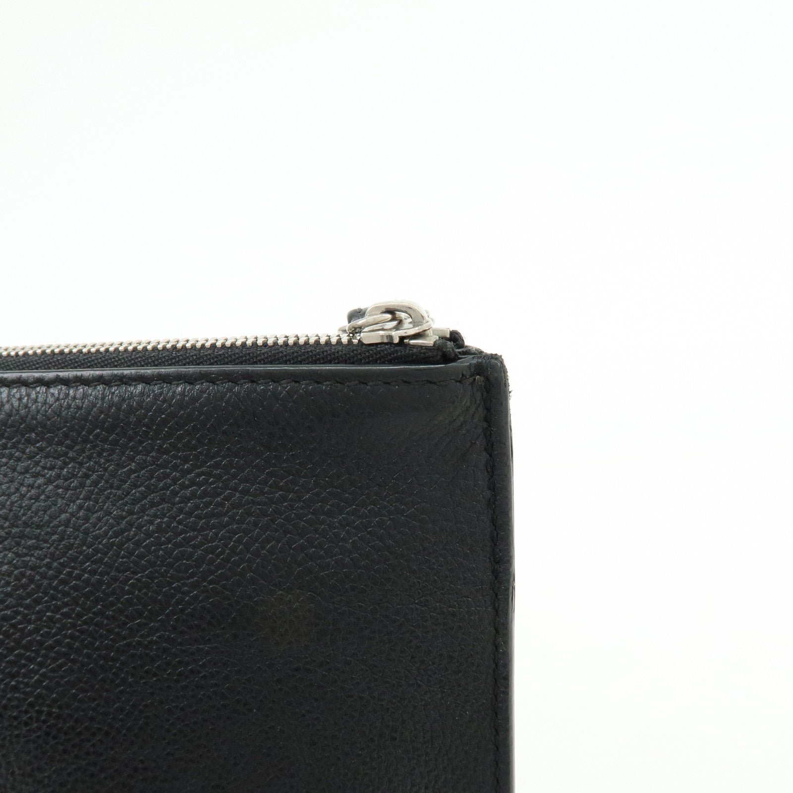 BALENCIAGA Leather Clutch Bag Flat Bag Black