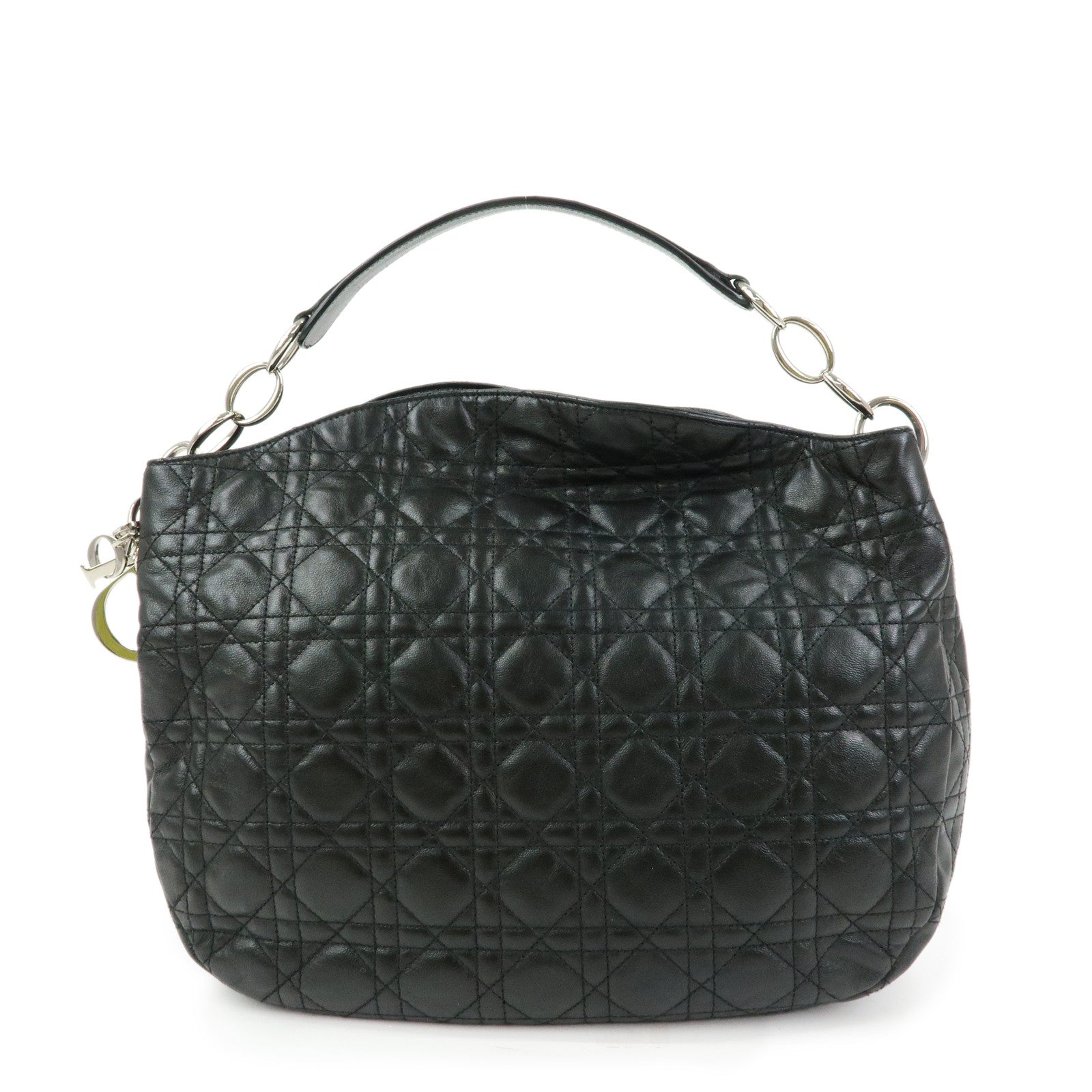 Christian Dior Cannage Lambskin Shoulder Bag Hand Bag Black