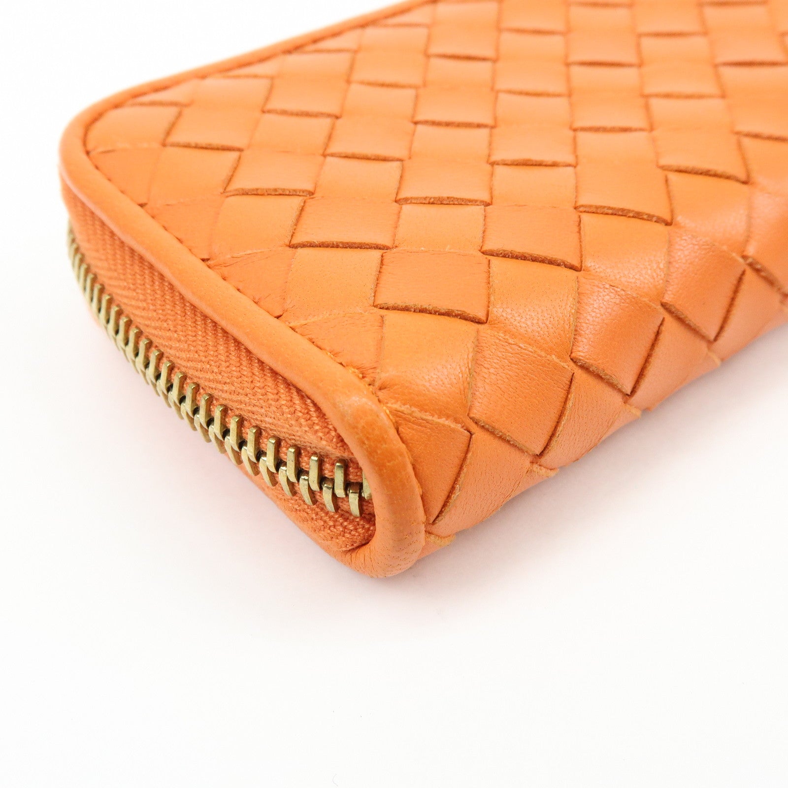 BOTTEGA VENETA Intrecciato Lamb Skin Coin Case Orange 114075