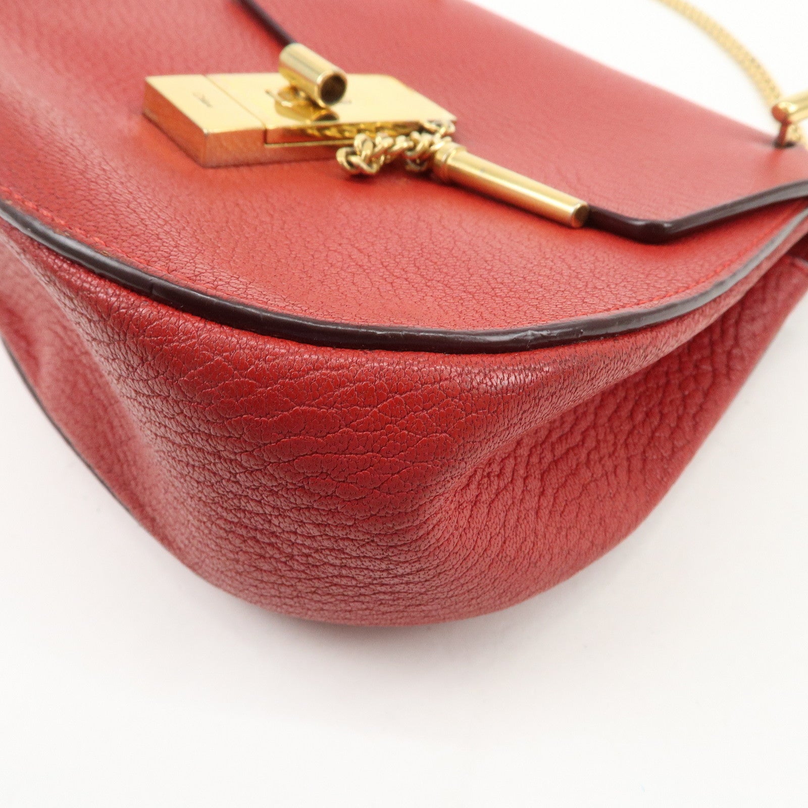 Chloe Drew Leather Chain Shoulder Bag Crossbody Bag Red