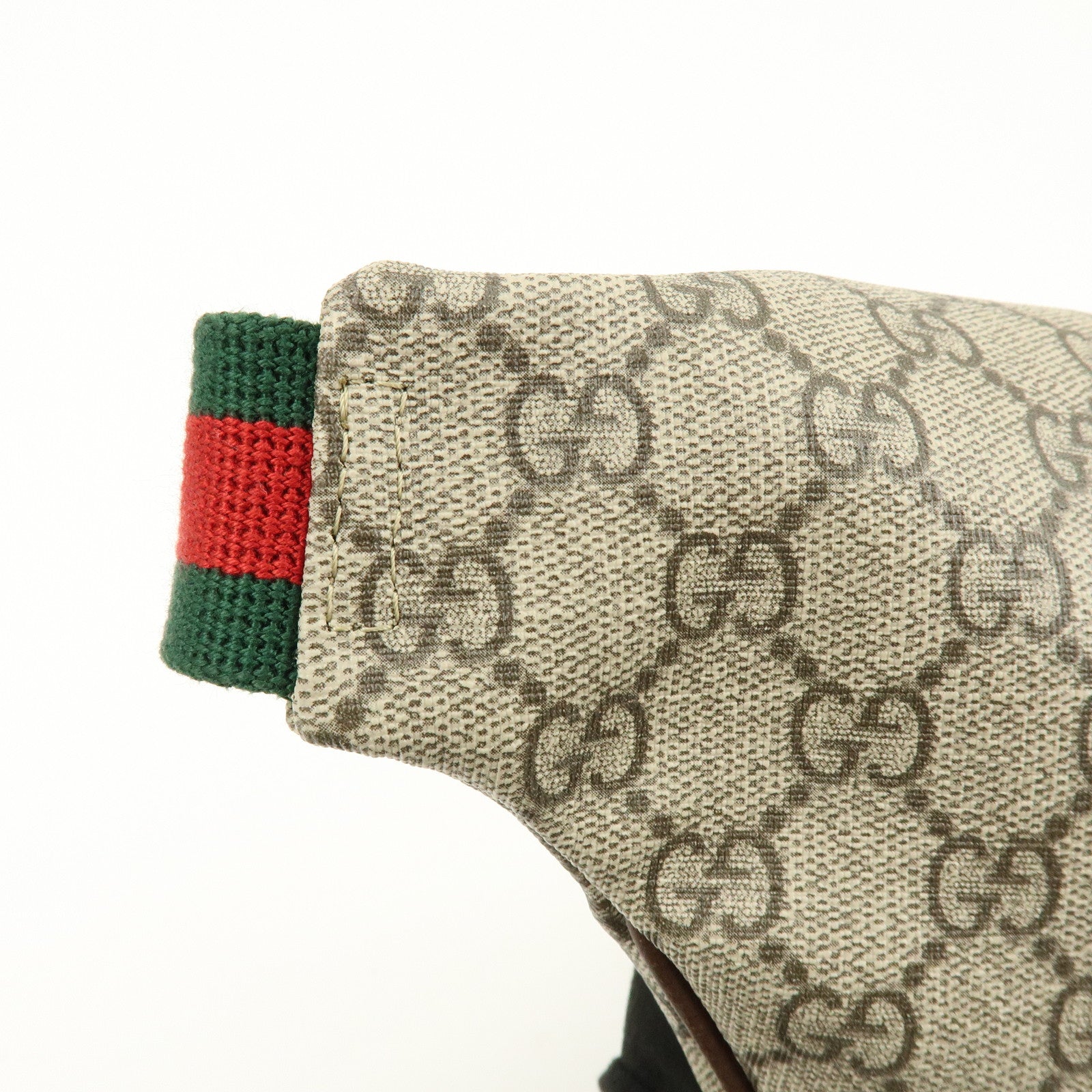 GUCCI Sherry GG Supreme Canvas Leather Waist Bag Gray Brown 529711