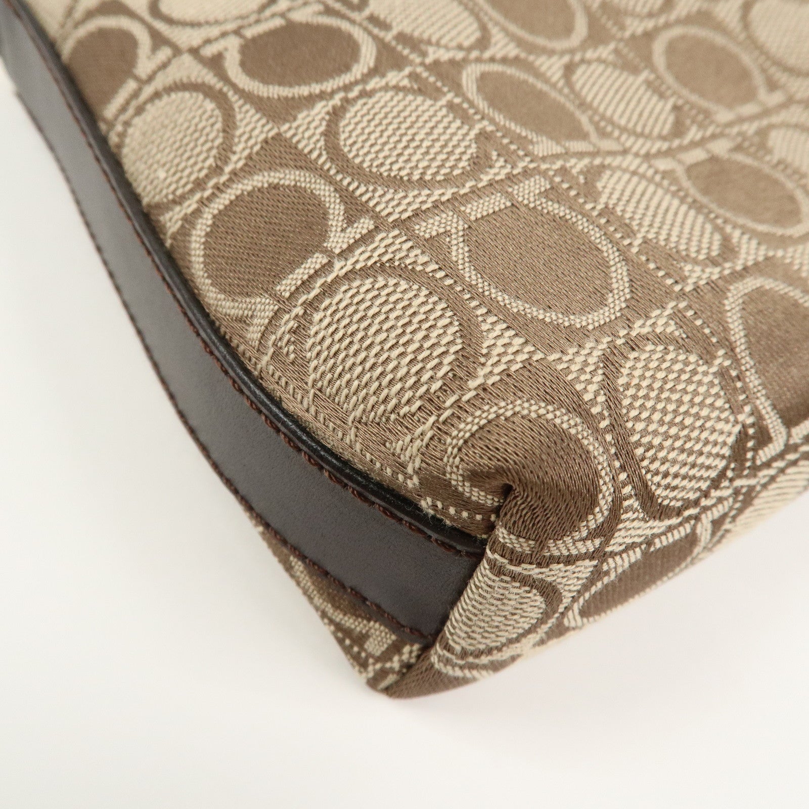 Ferragamo Gancini Canvas Leather Shoulder Bag Hand Bag Brown