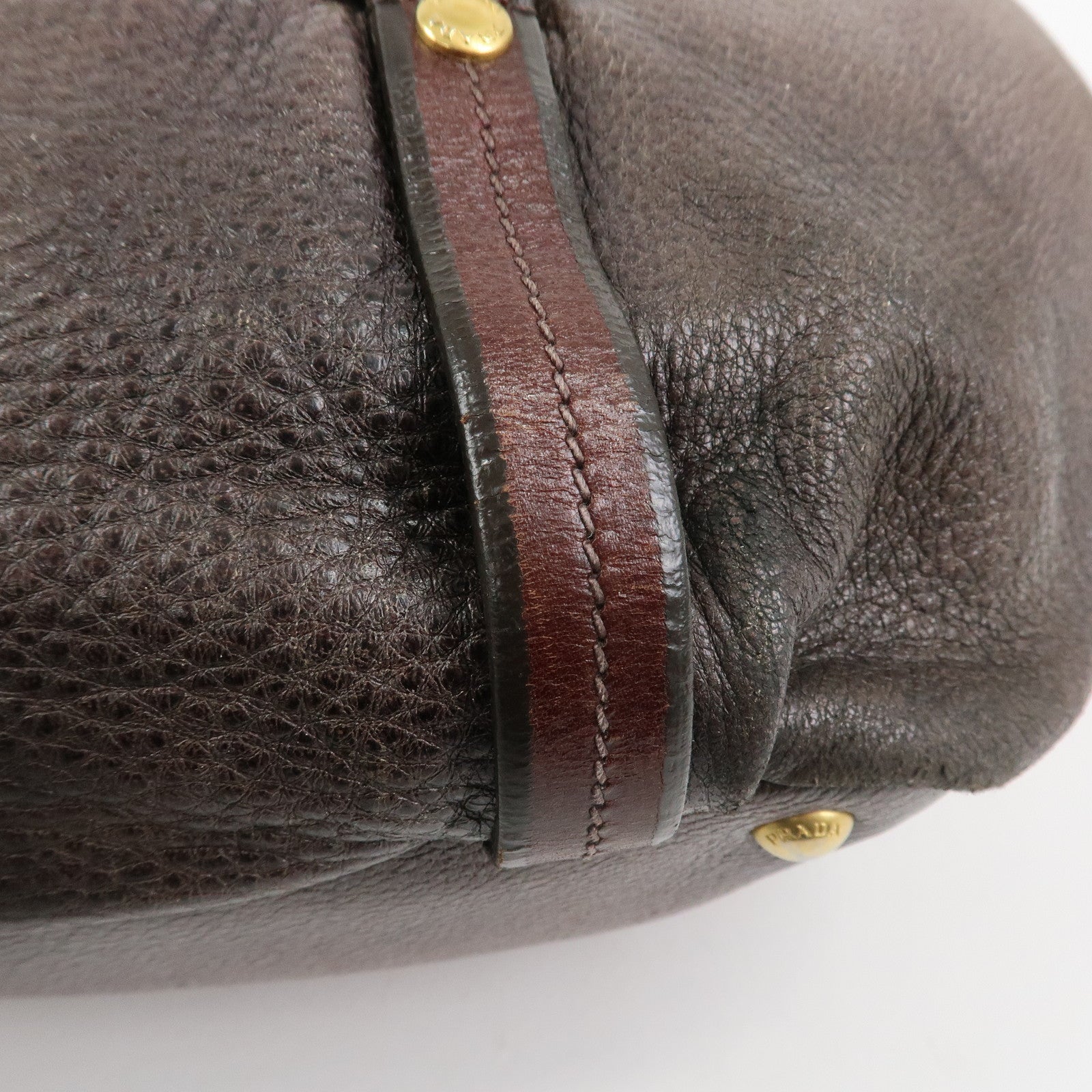 PRADA Leather 2Way Bag Hand Bag Shoulder Bag Brown