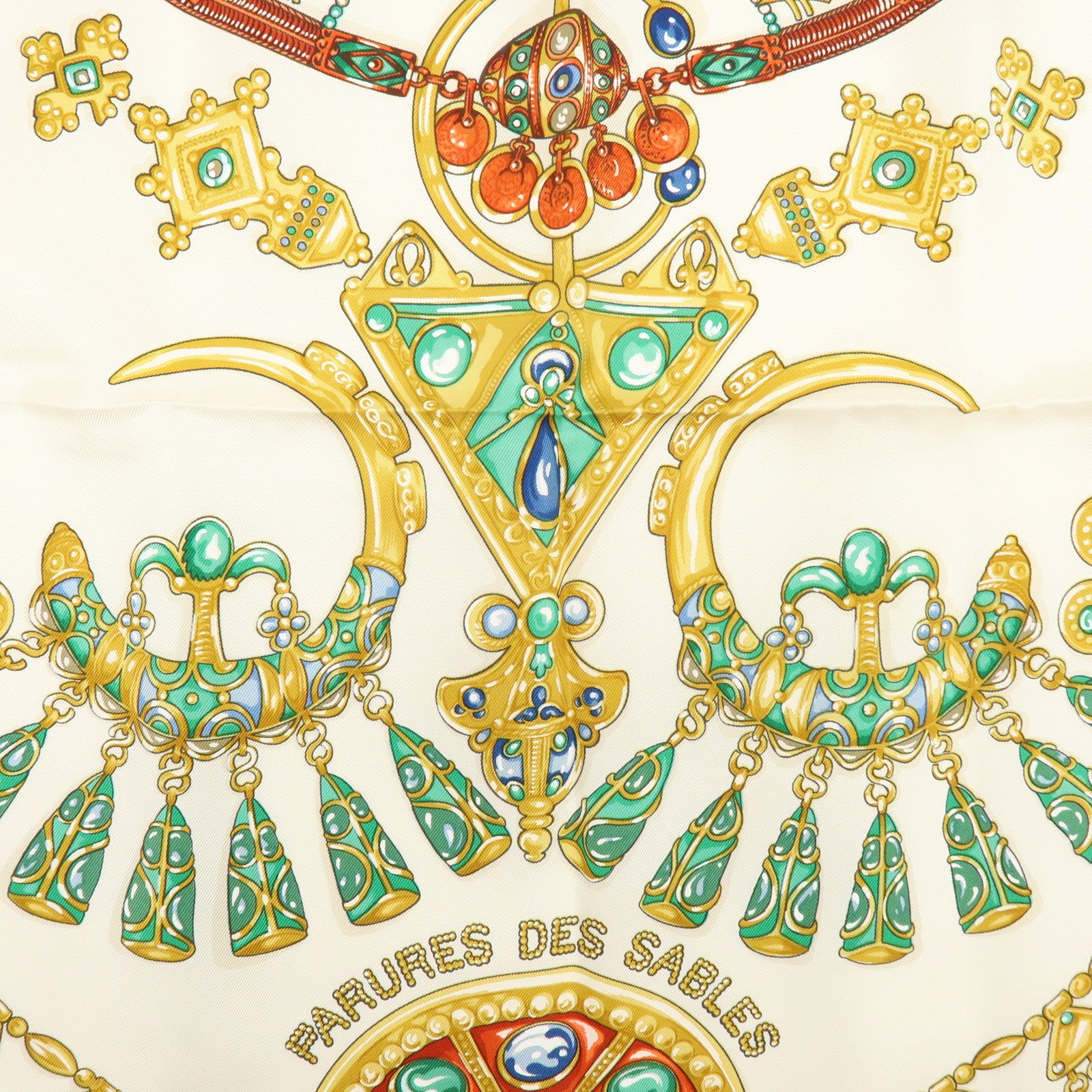 HERMES Carre 90 Silk 100% Scarf PARURES DES MAHARAJAS