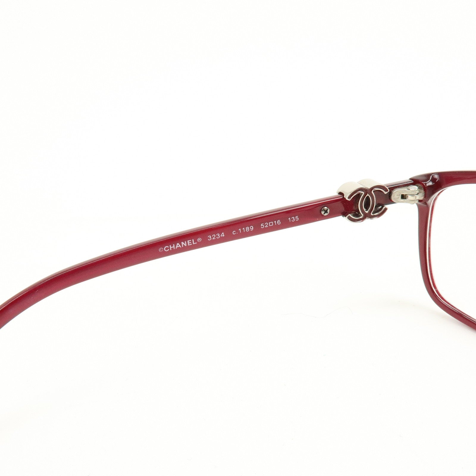 CHANEL COCO Mark Plastic Glasses Wine Red 3234 52□16 135
