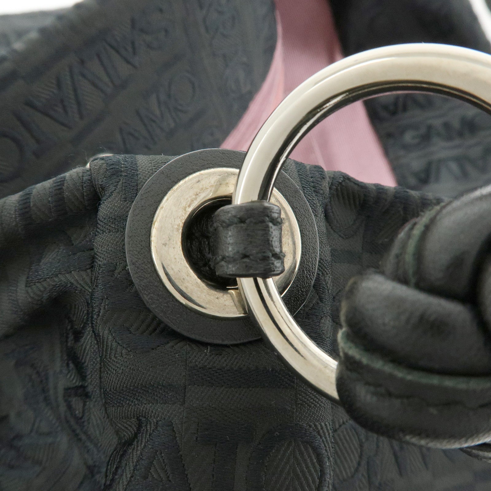 Ferragamo Canvas Leather Shoulder Bag Tote Bag Hand Bag Black