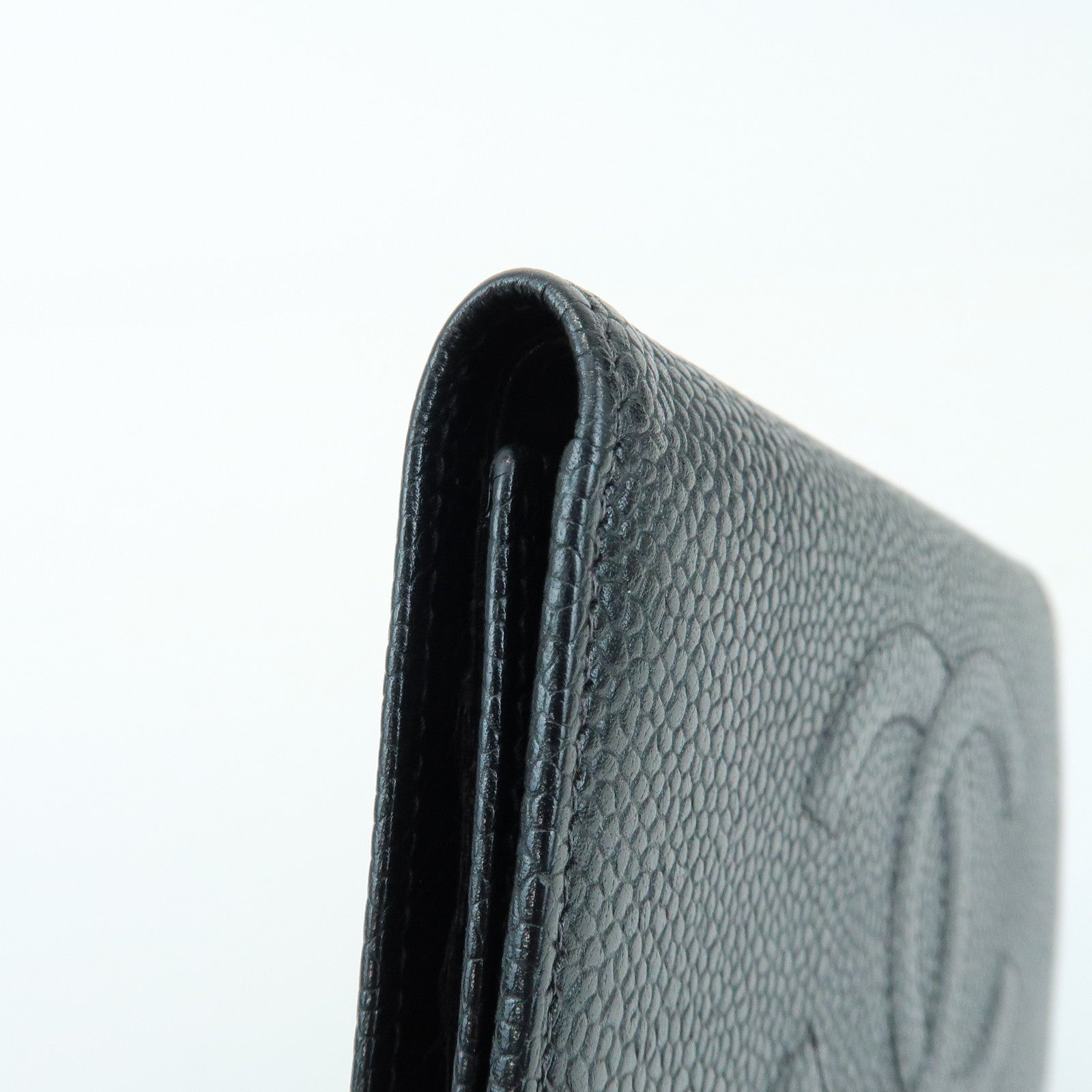 CHANEL COCO Mark Caviarskin Compact Wallet Flap Wallet Black