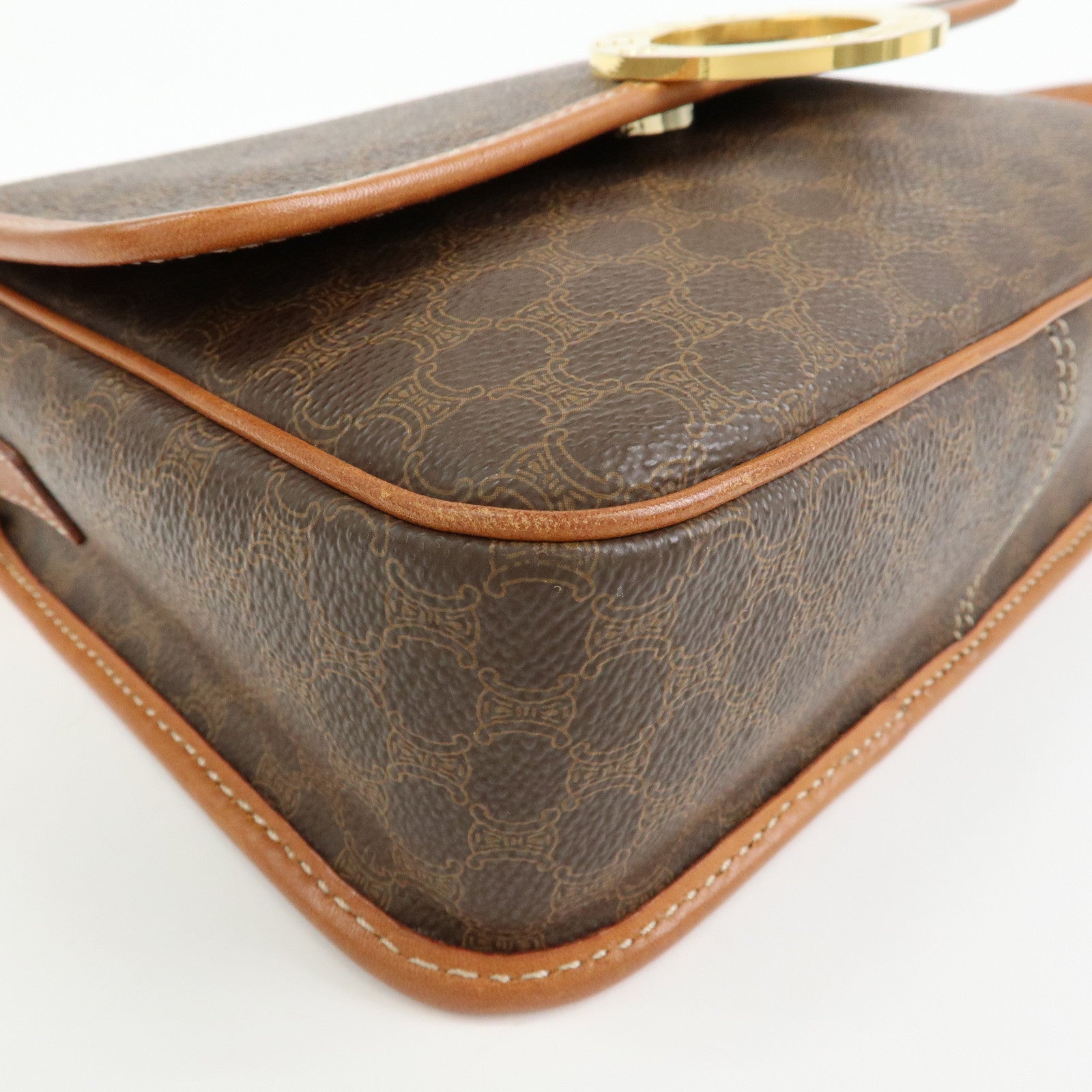 CELINE Trio PVC Leather Shoulder Bag Crossbody Bag Brown