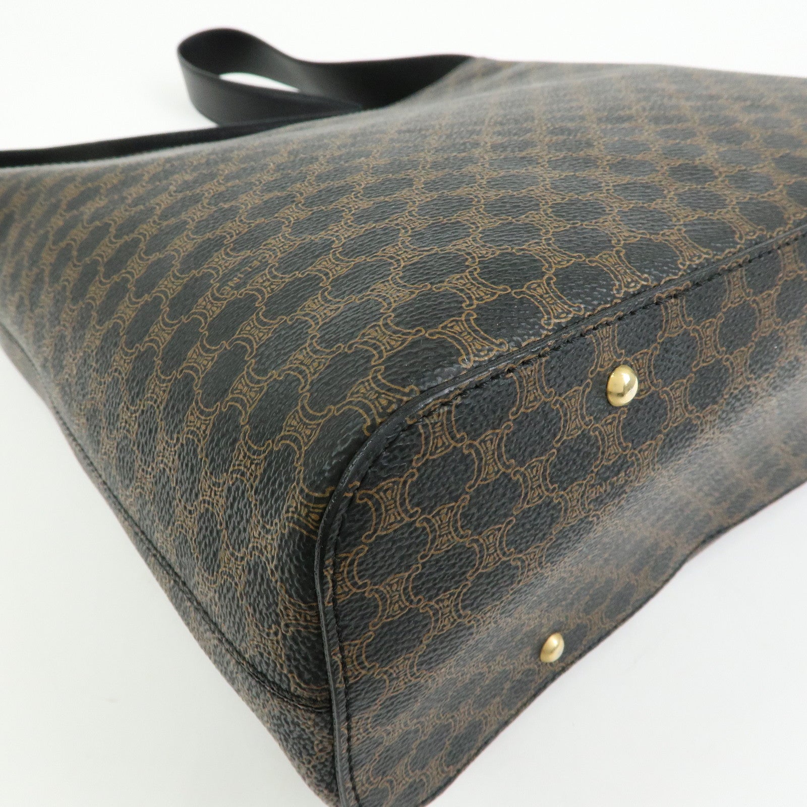 CELINE Macadam PVC Leather Shoulder Bag Black Brown