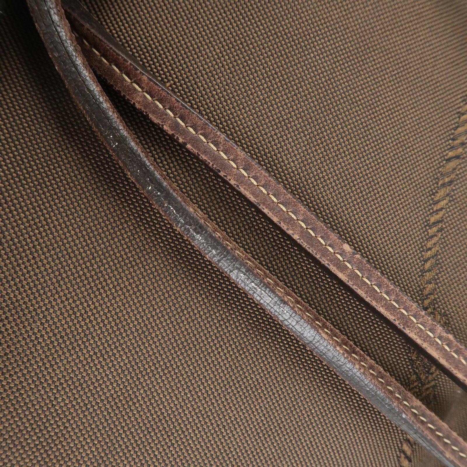 PRADA Jacauard Canvas Leather Tote Bag Shoulder Bag Brown BR3579