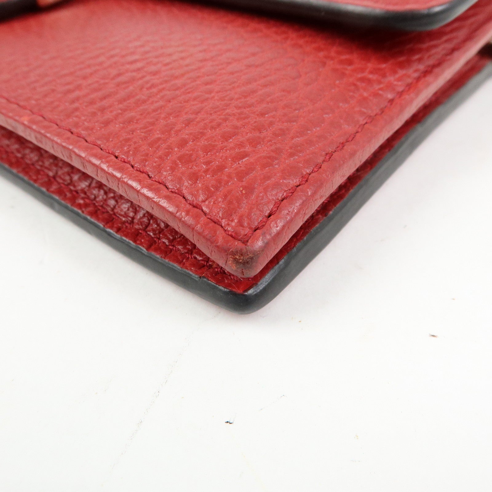 GUCCI Interlocking G Leather Chain Wallet Shoulder Bag Red 510314