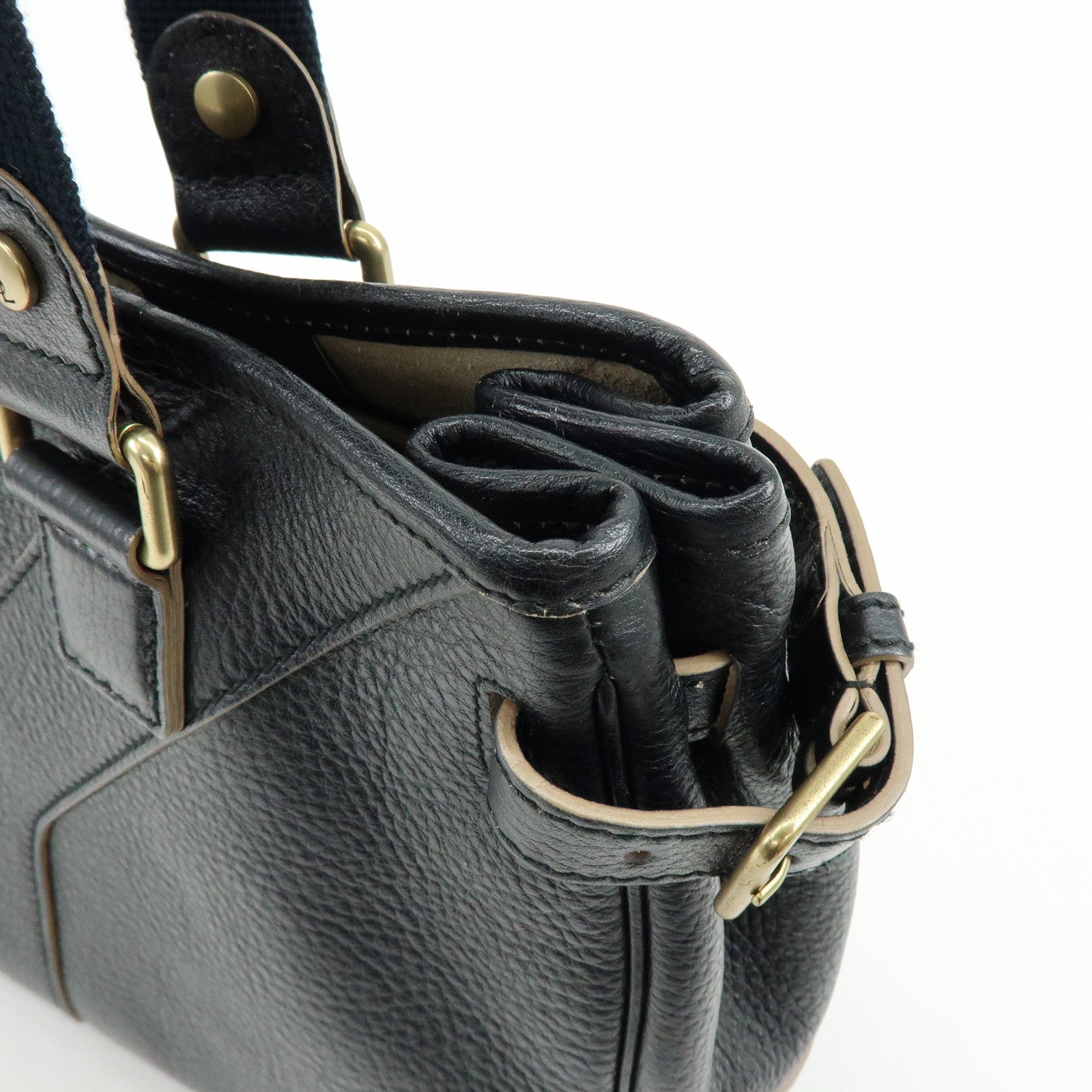 SAINT LAURENT PARIS YSL Y Line Calf Leather Tote Bag Black 168462