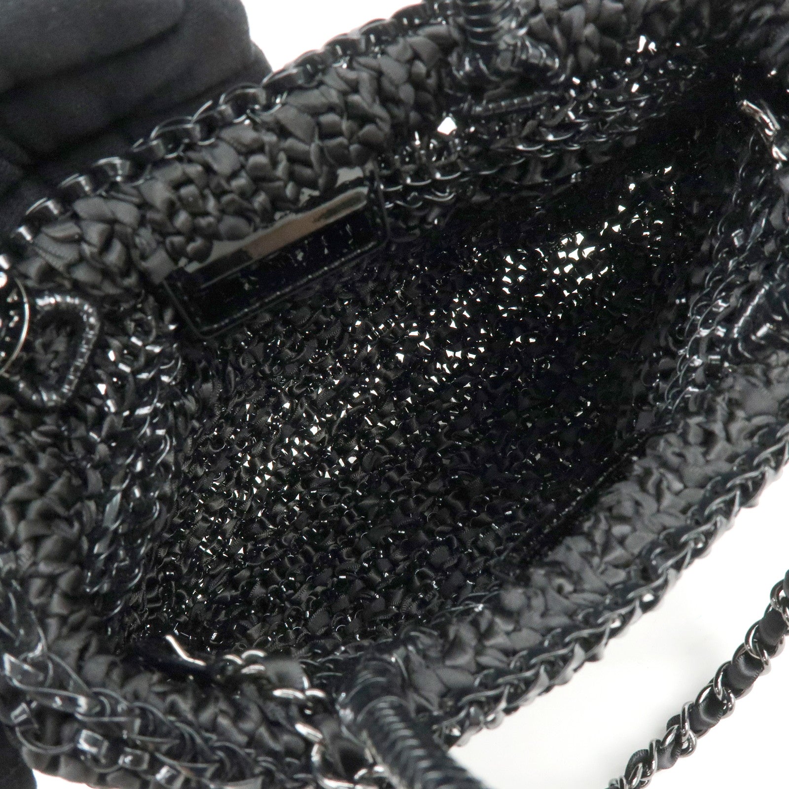ANTEPRIMA PVC Wire Bag Ribbon 2Way Bag Hand Bag Black