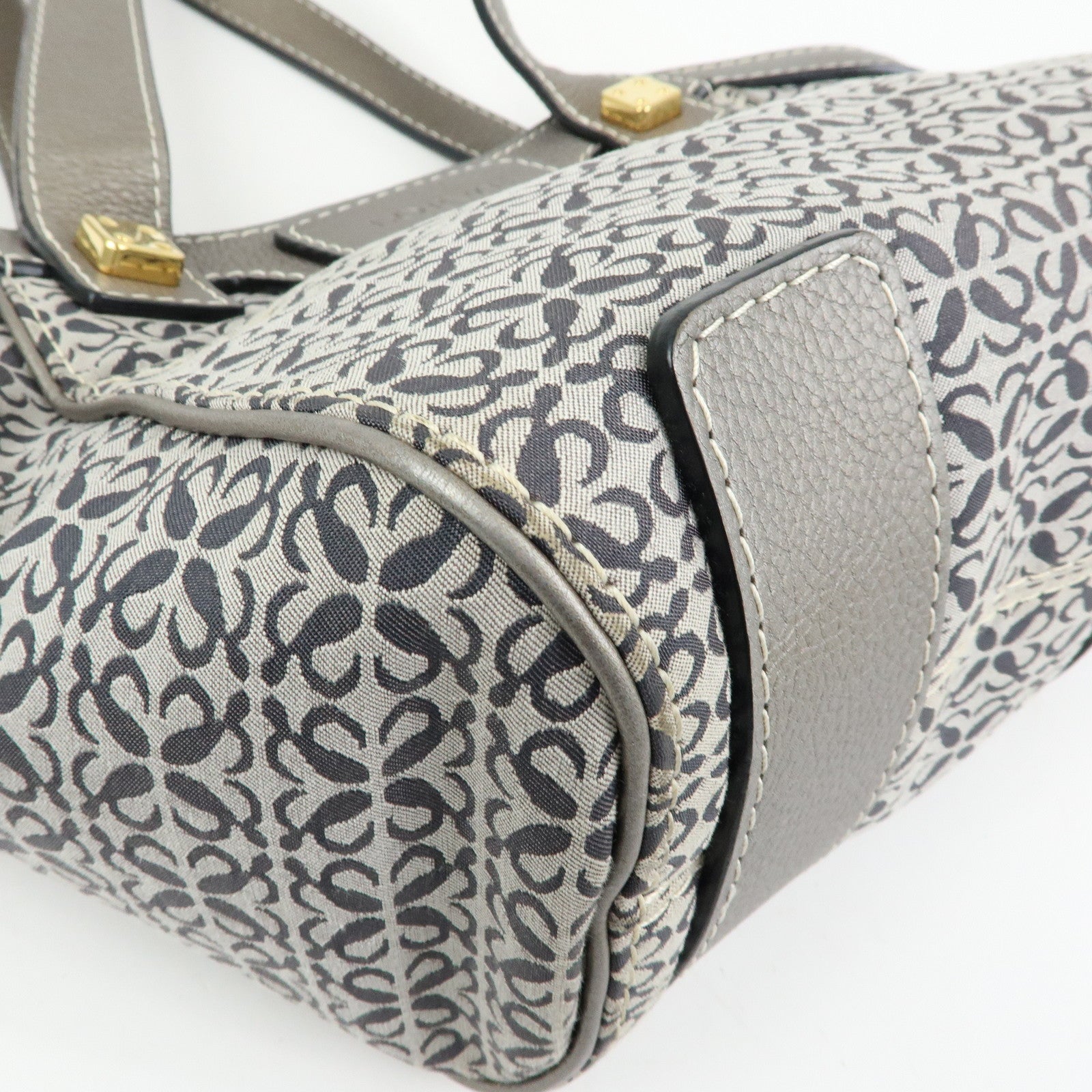 LOEWE New Road Line Repeat Anagram Canvas Calf Leather Hand Bag