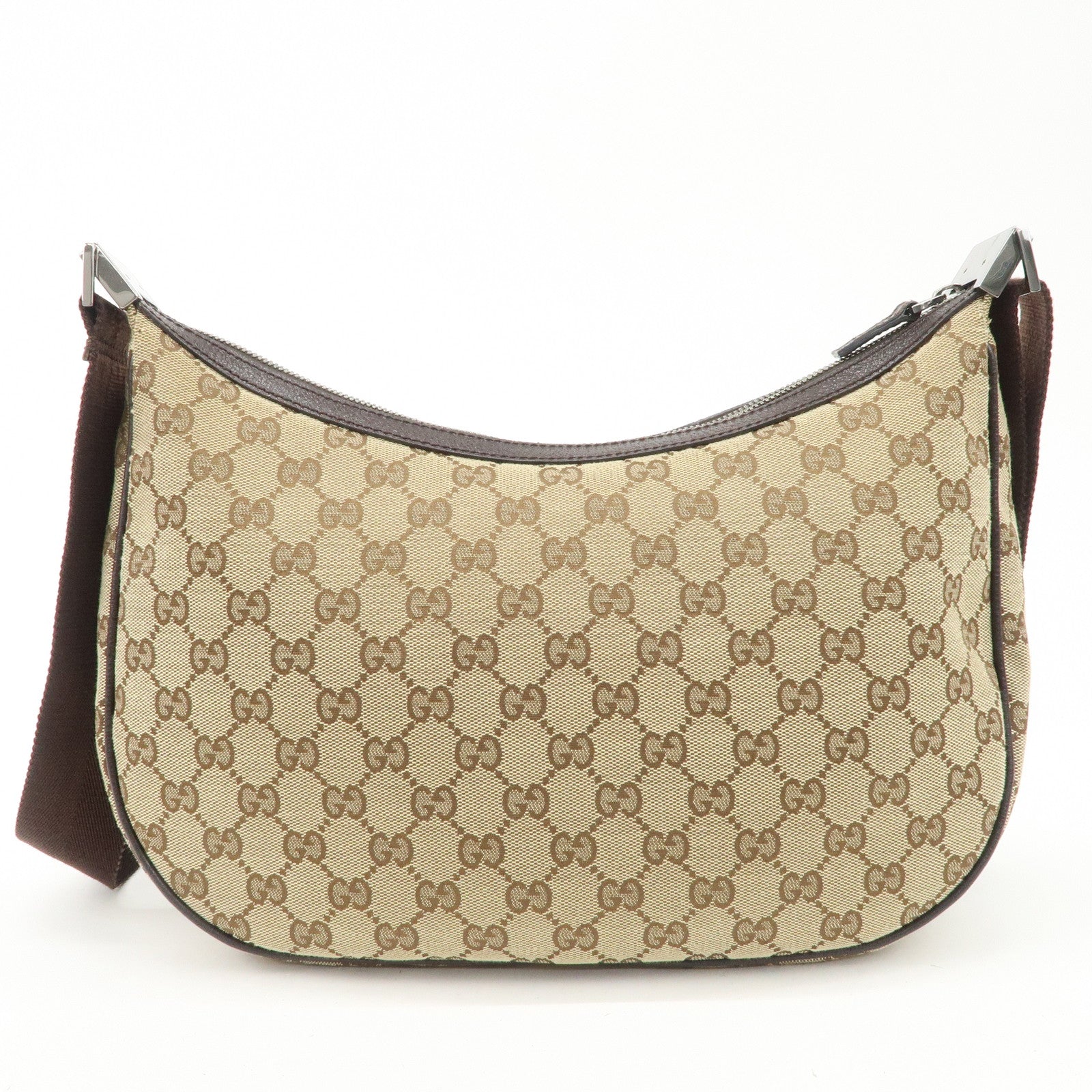 GUCCI GG Canvas Leather Shoulder Bag Beige Brown 122790