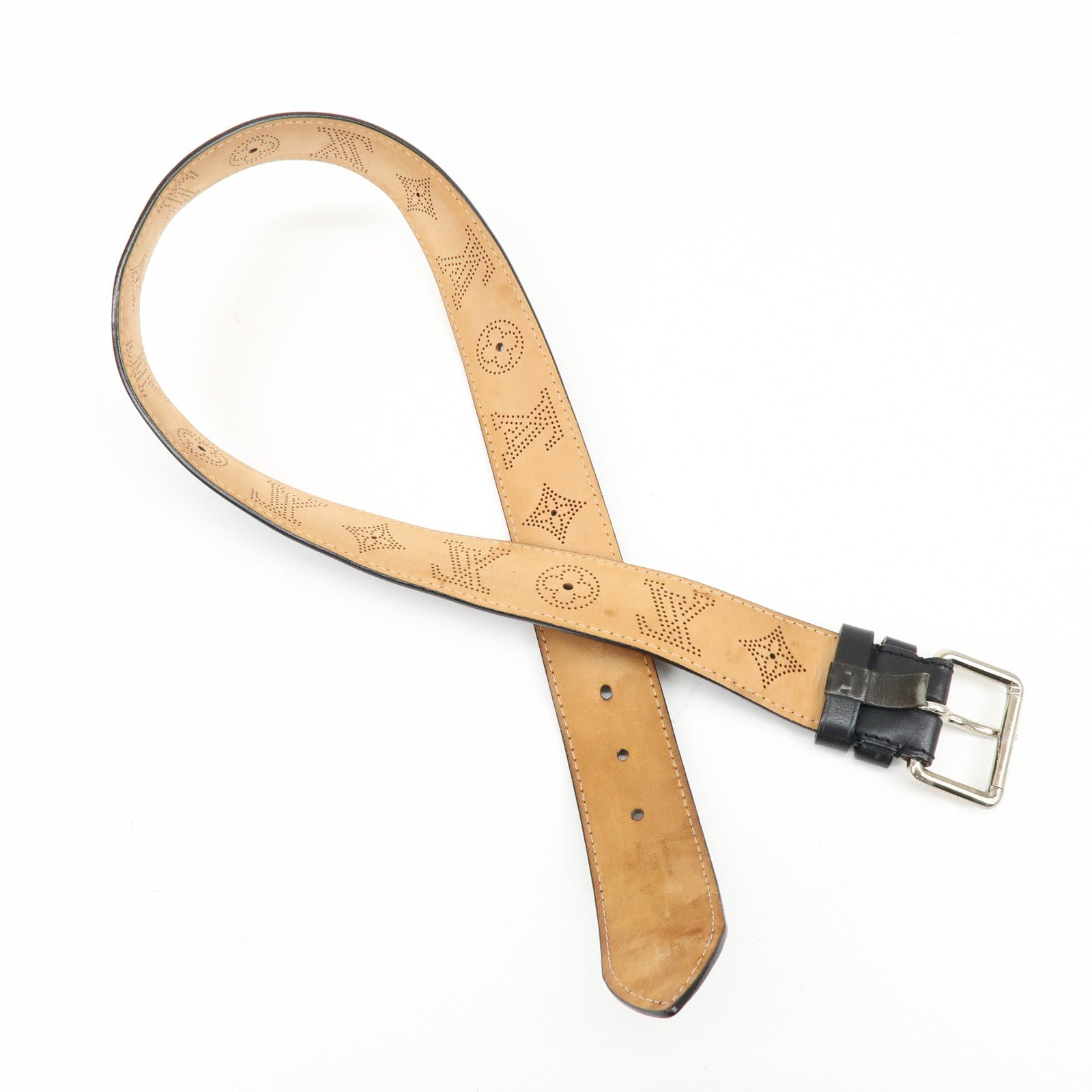 Louis Vuitton Leather Ceinture Perfo Belt 80/32 Black M6931