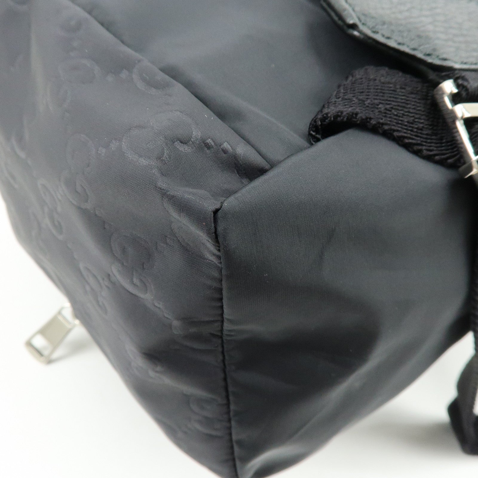 GUCCI GG Nylon Leather Backpack Ruck Sack Black 406361