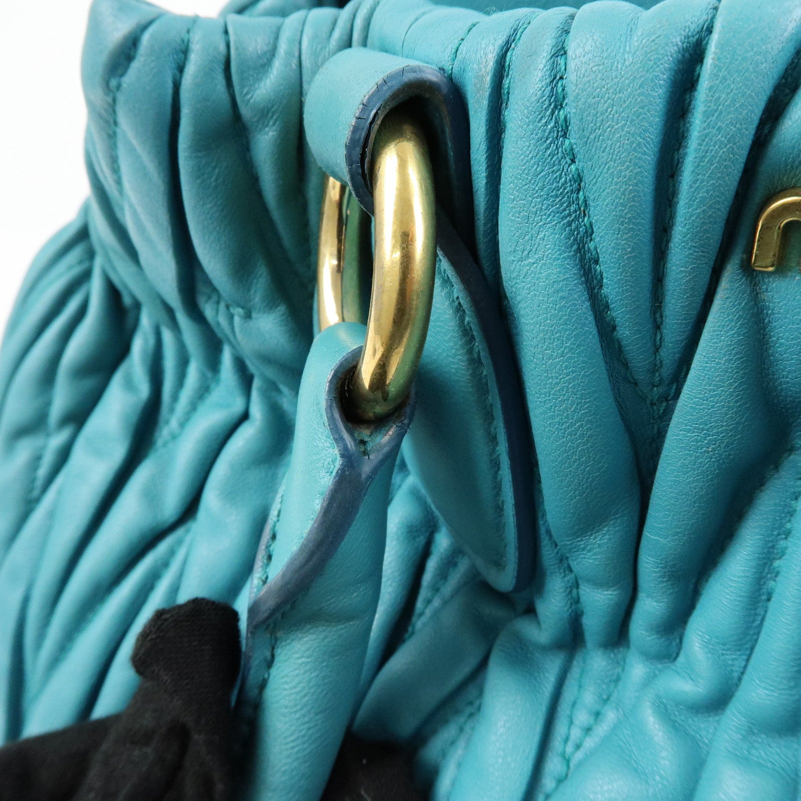 MIU MIU Matelasse Nappa Leather 2Way Bag Hand Bag Marine 5BE886