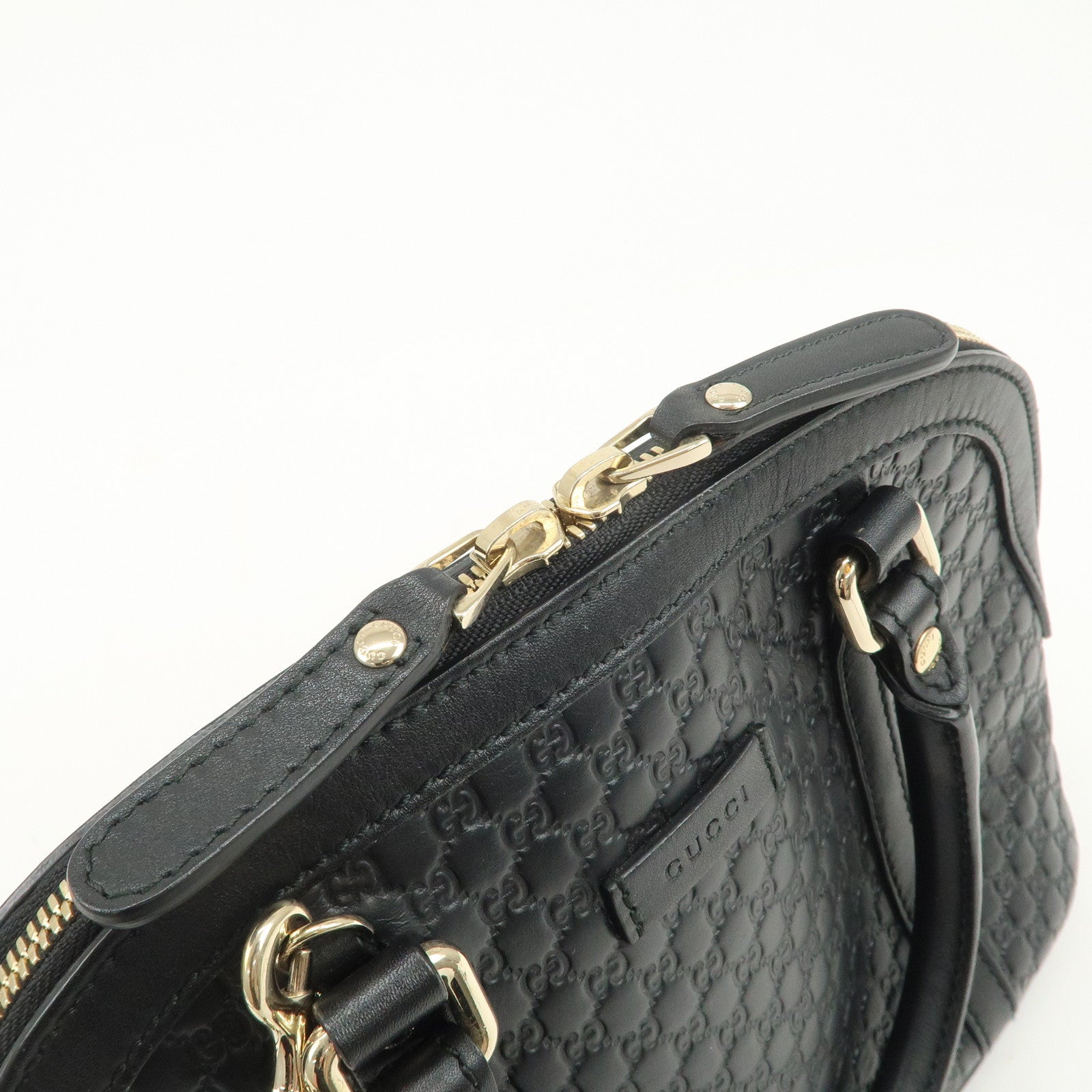 GUCCI Micro Guccissima Leather 2Way Hand Shoulder Bag Black 449654