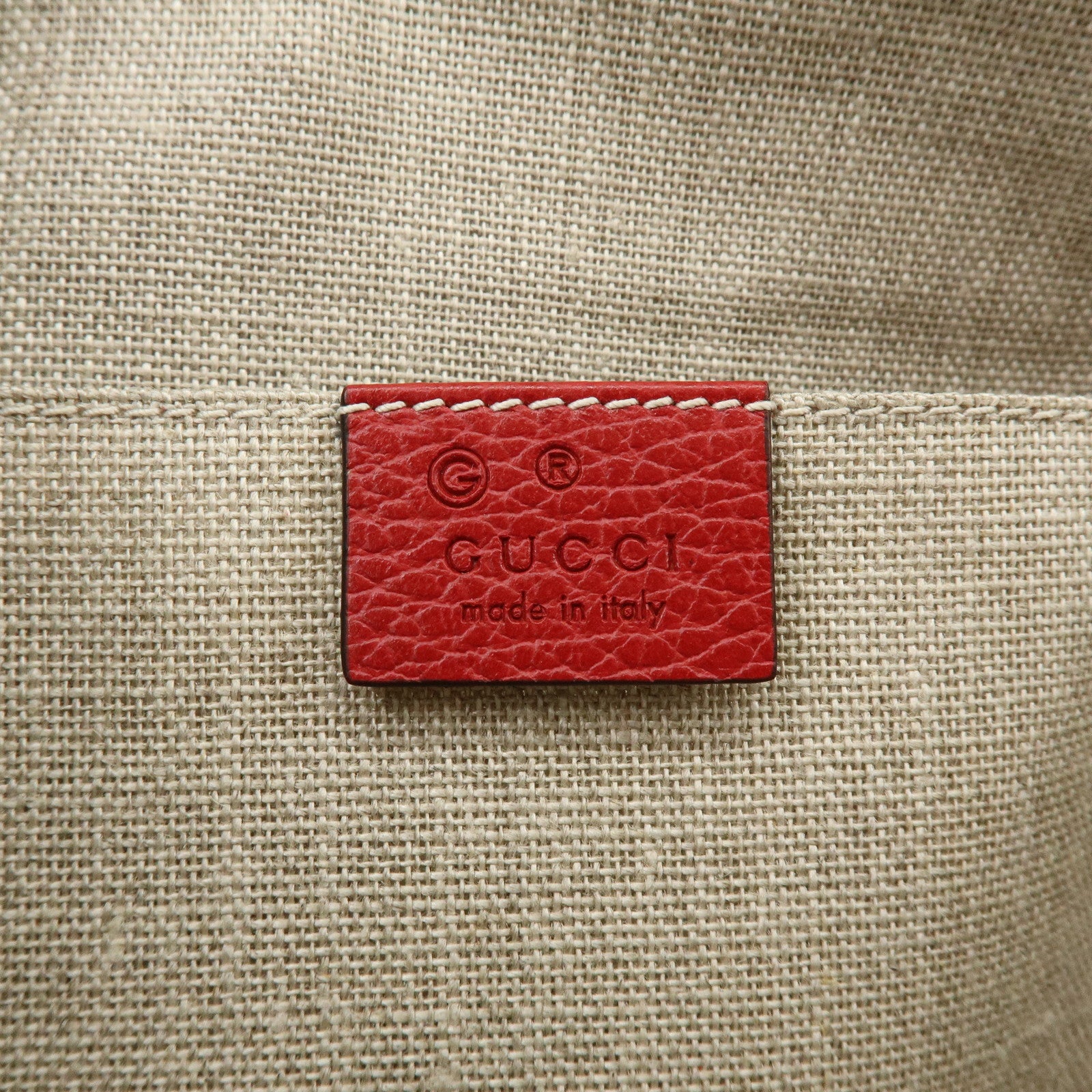 GUCCI Bamboo Leather Clutch Bag Pouch Red 449653