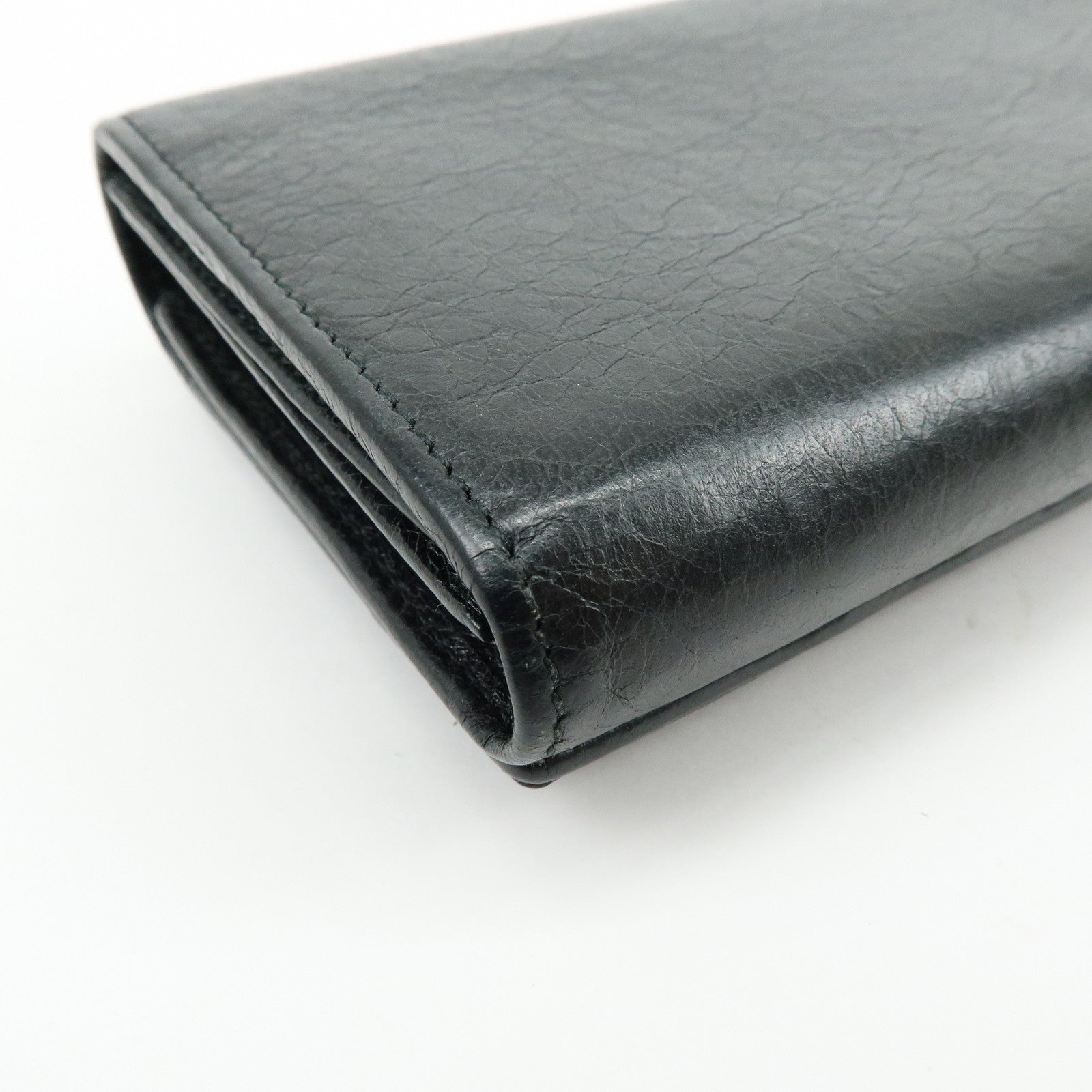 BALENCIAGA City Leather Bi-fold Long Wallet Black 253038