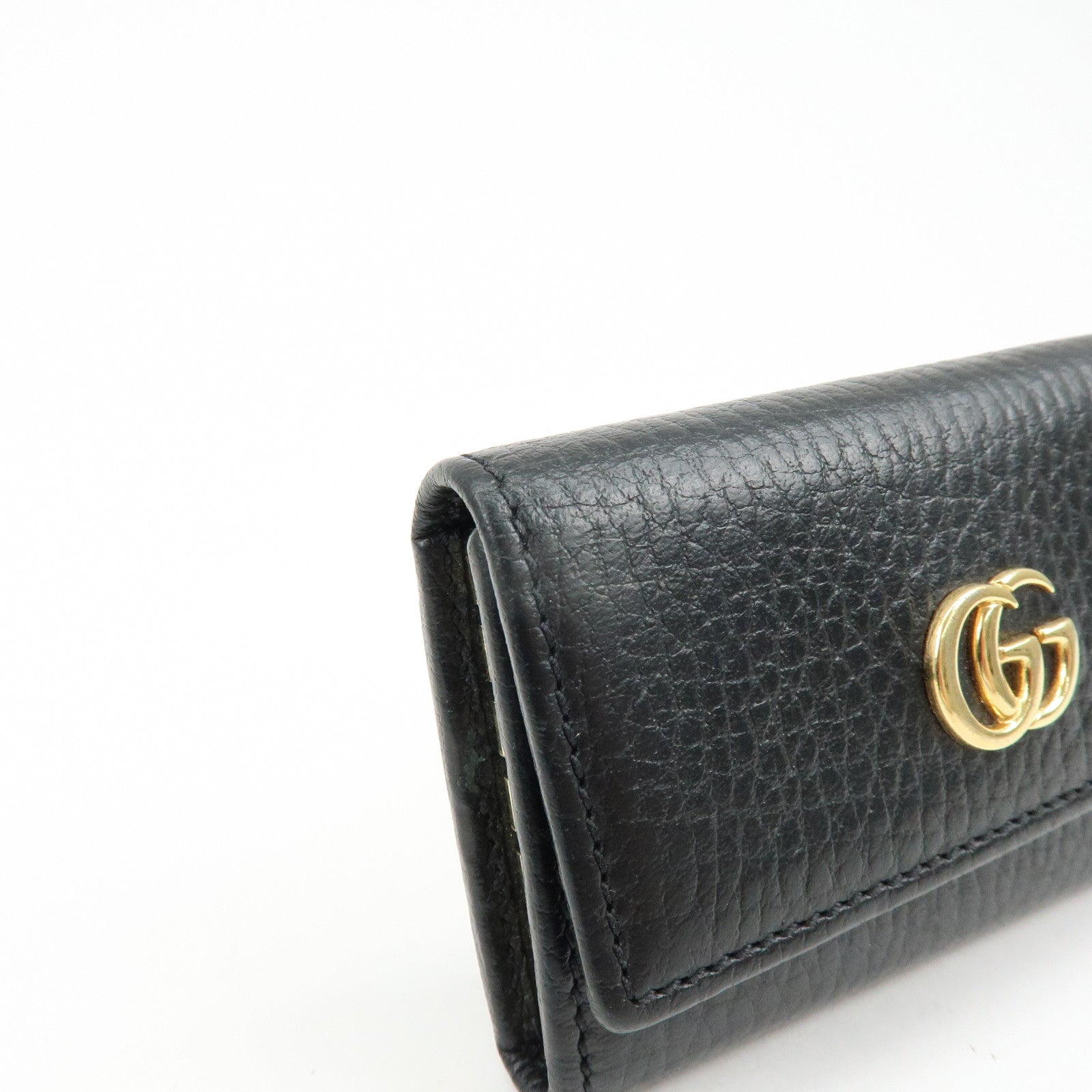 GUCCI Double G Leather 6 Key Case Key Holder Black 456118