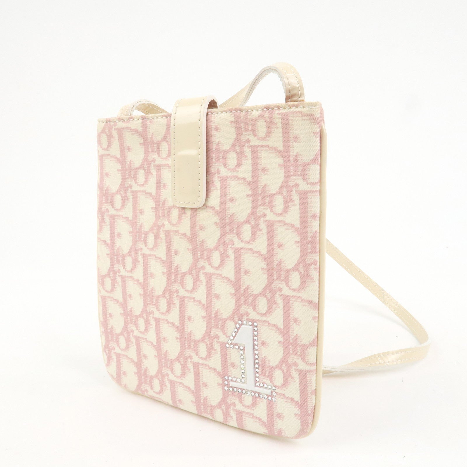 Christian Dior Trotter Girly Canvas PVC Shoulder Bag Pink Ivory