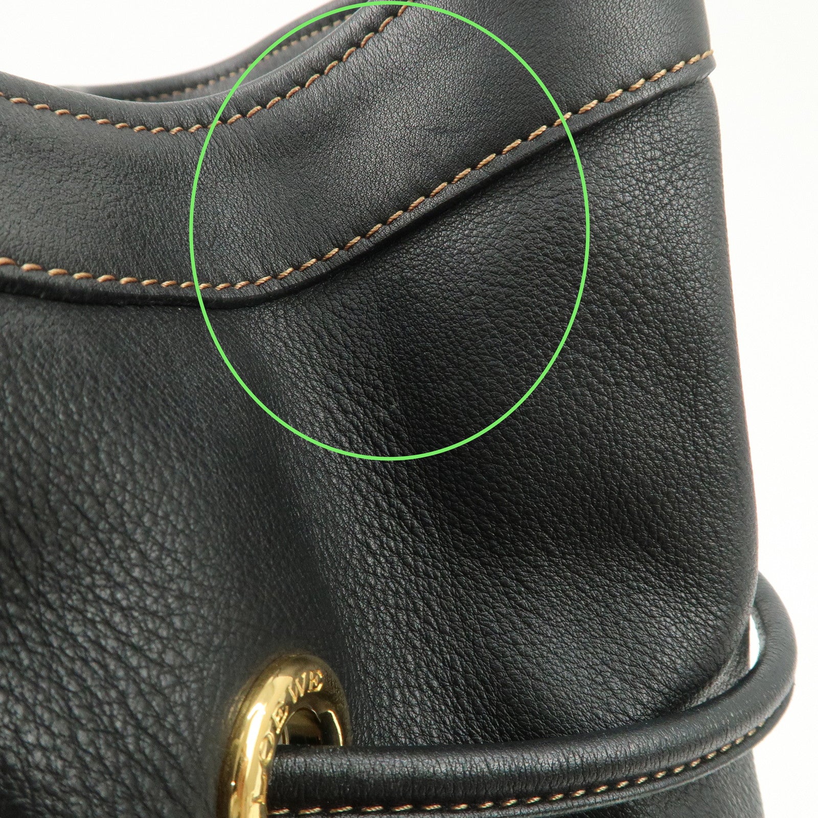 LOEWE Anton Leather Shoulder Bag Cross Body Bag Black Used