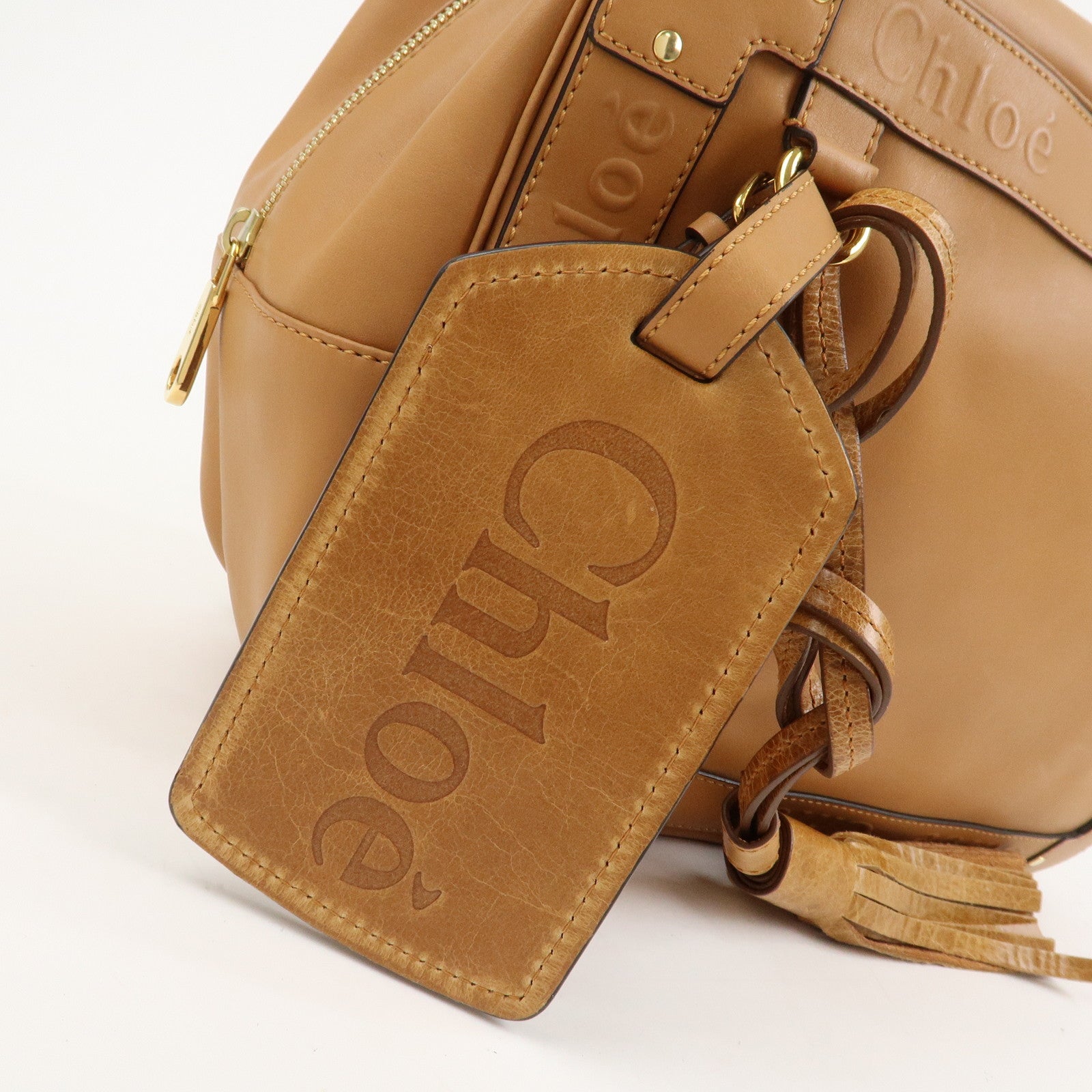 Chloe Eden Leather Shoulder Bag Hand Bag Tassel Brown