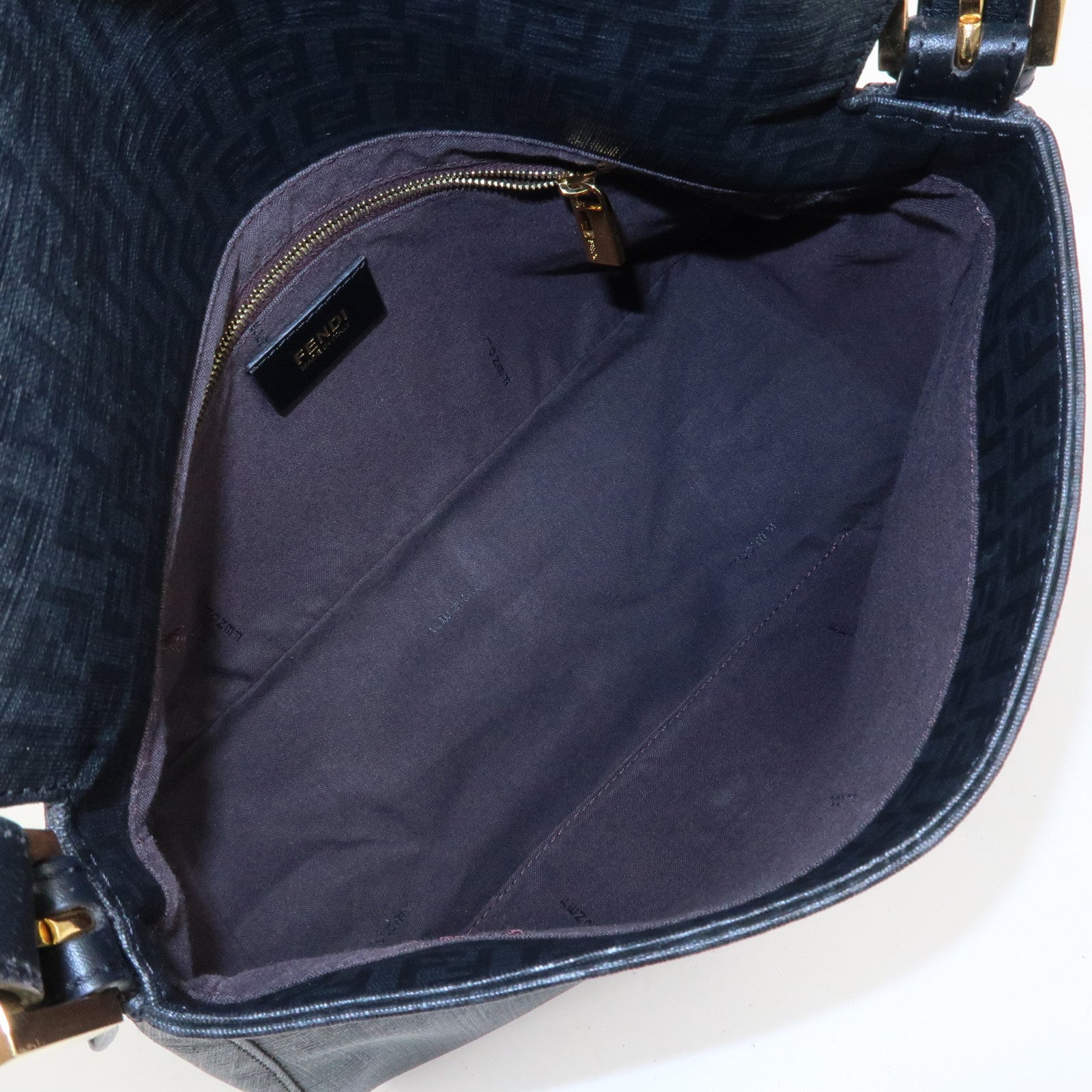 FENDI Mamma Baguette Zucchino PVC Leather Shoulder Bag Hand Bag Black 8BR001