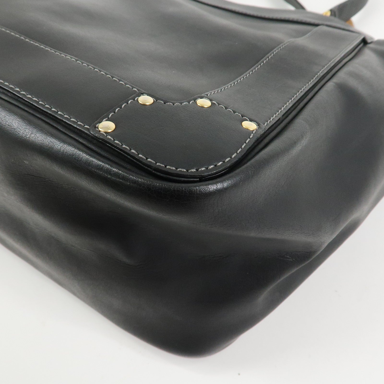 Chloe Eden Logo Leather Shoulder Bag Tote Bag Black