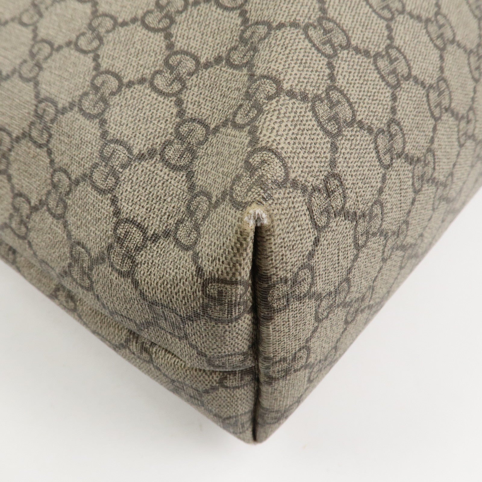 GUCCI GG Supreme Sherry Leather Tote Bag Beige Brown 211134