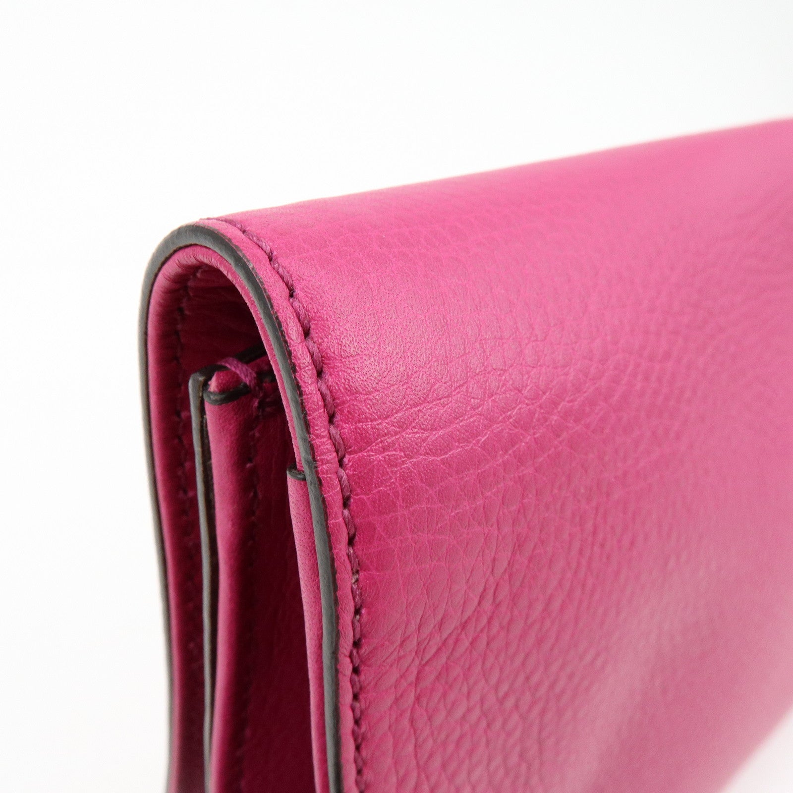 GUCCI SOHO Interlocking G Leather Tassel Clutch Bag Pink 336753
