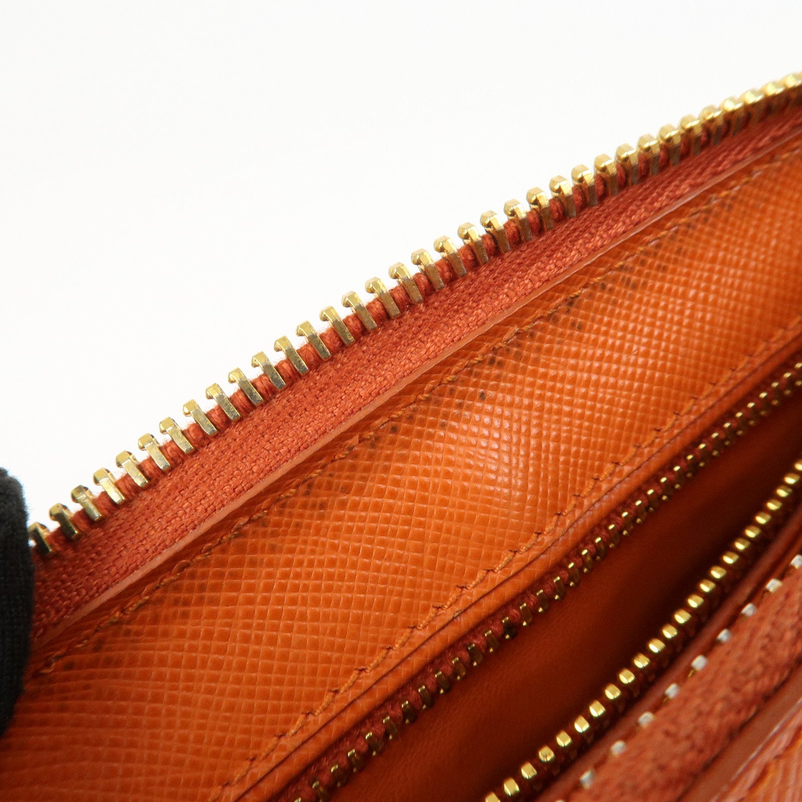 PRADA Logo Leather Shoulder Bag Crossbody Bag Orange BT0834