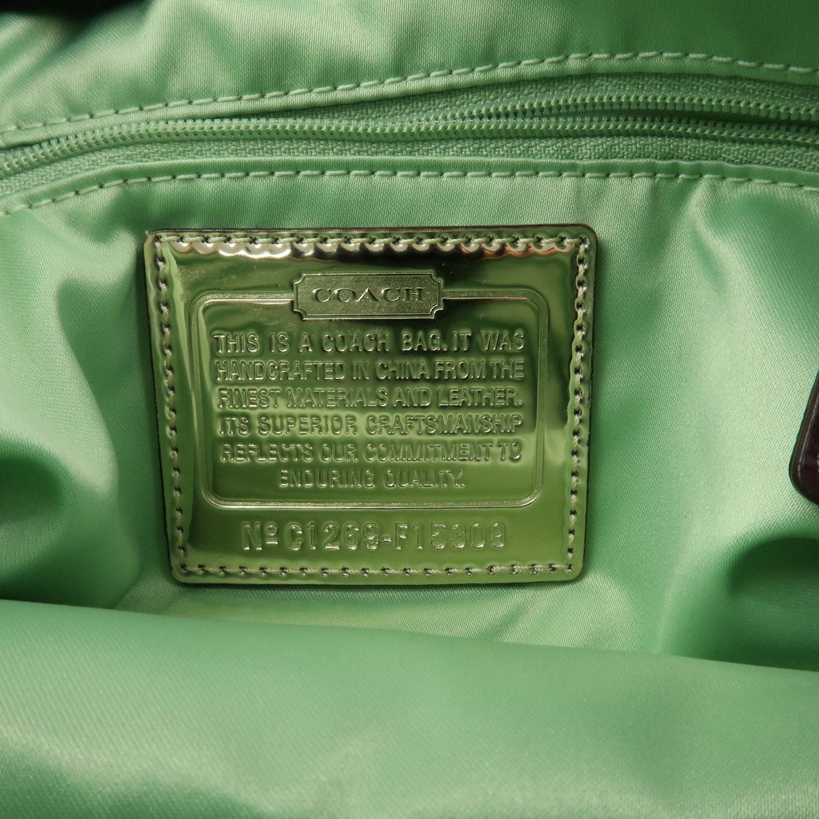 COACH POPPY Canvas Patent Leather 2Way Shoulder Bag Hand Bag Beige