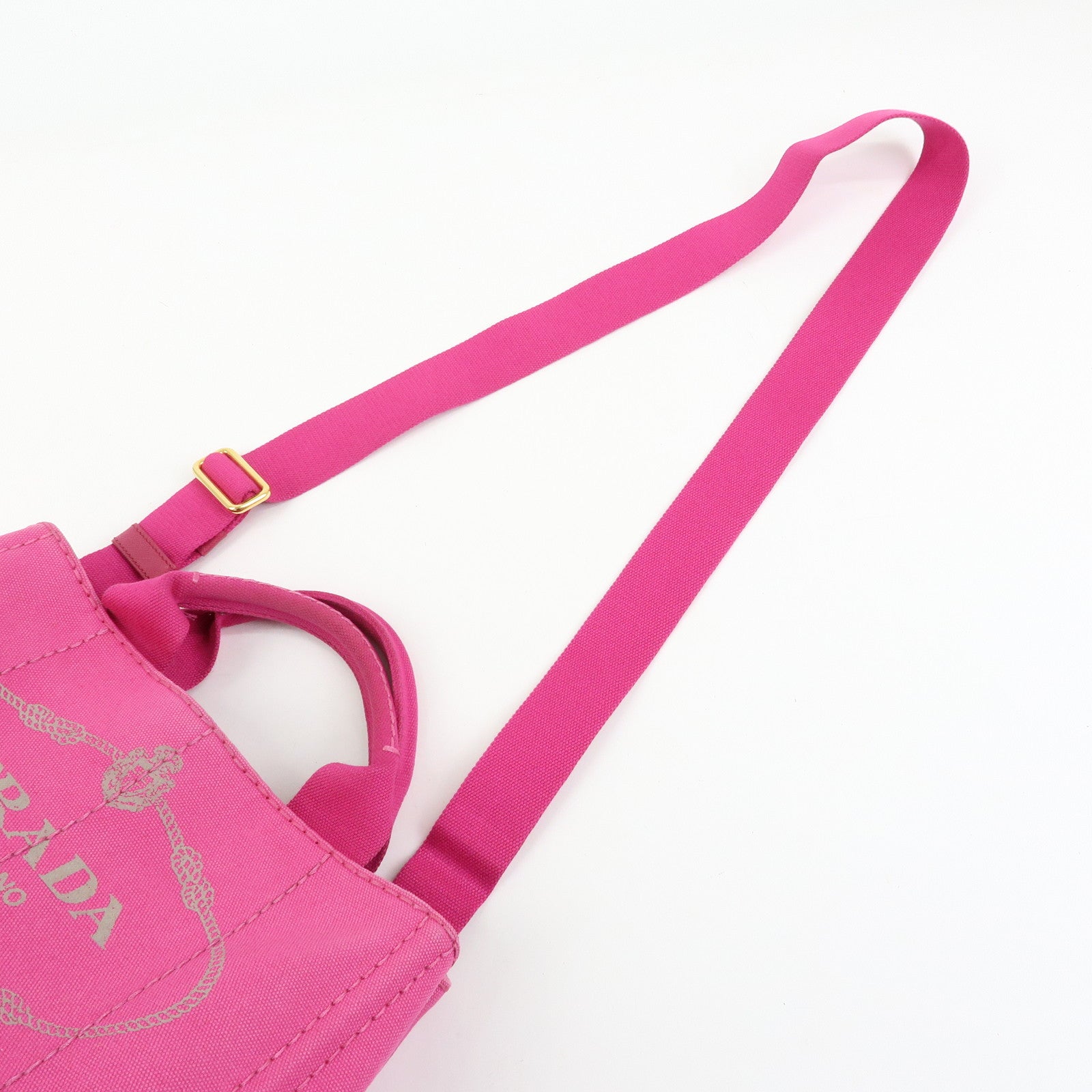 PRADA Triangle Logo Canapa Mini 2Way Bag Hand Bag Pink B2439G